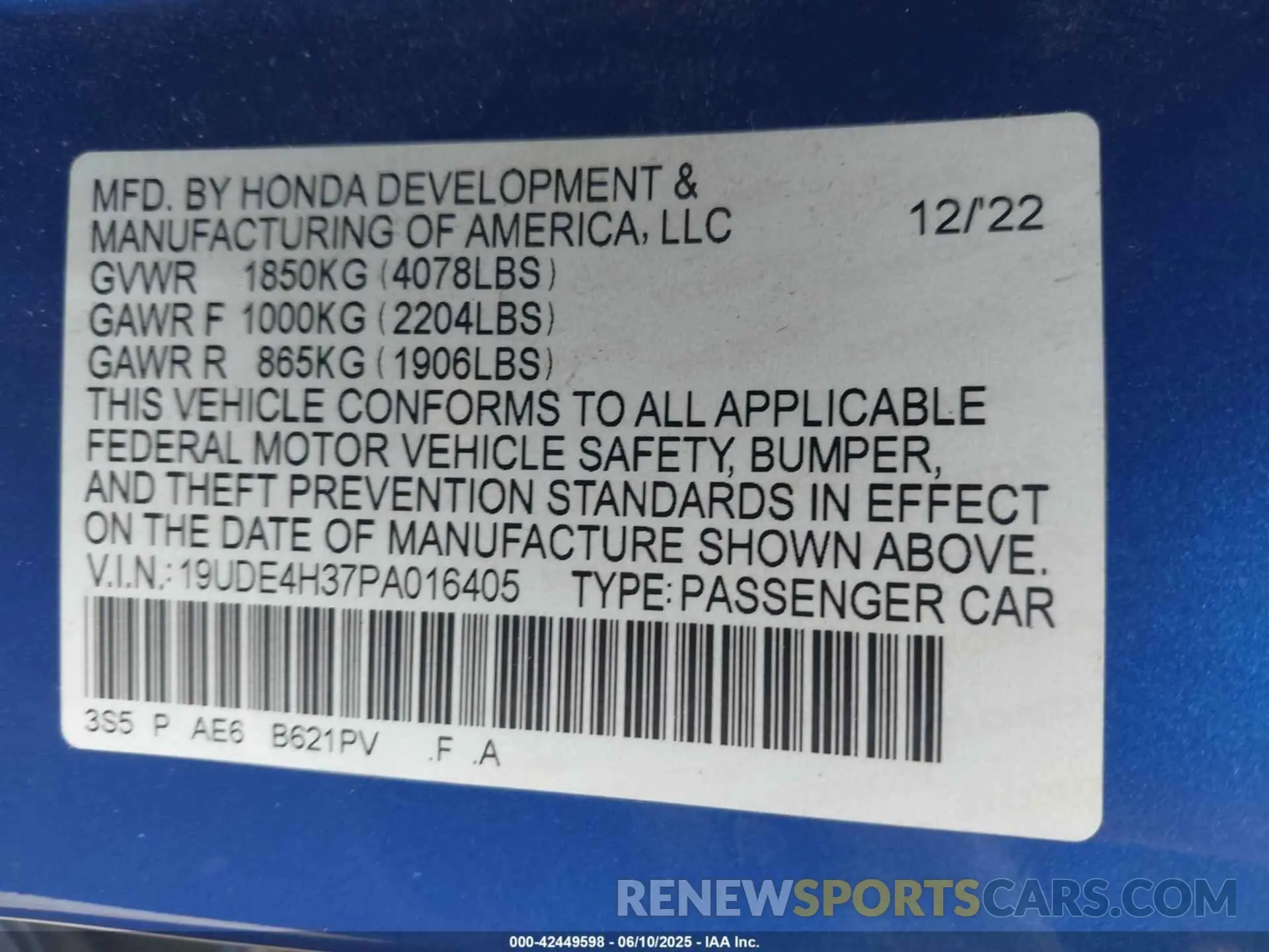 9 Photograph of a damaged car 19UDE4H37PA016405 ACURA INTEGRA 2023