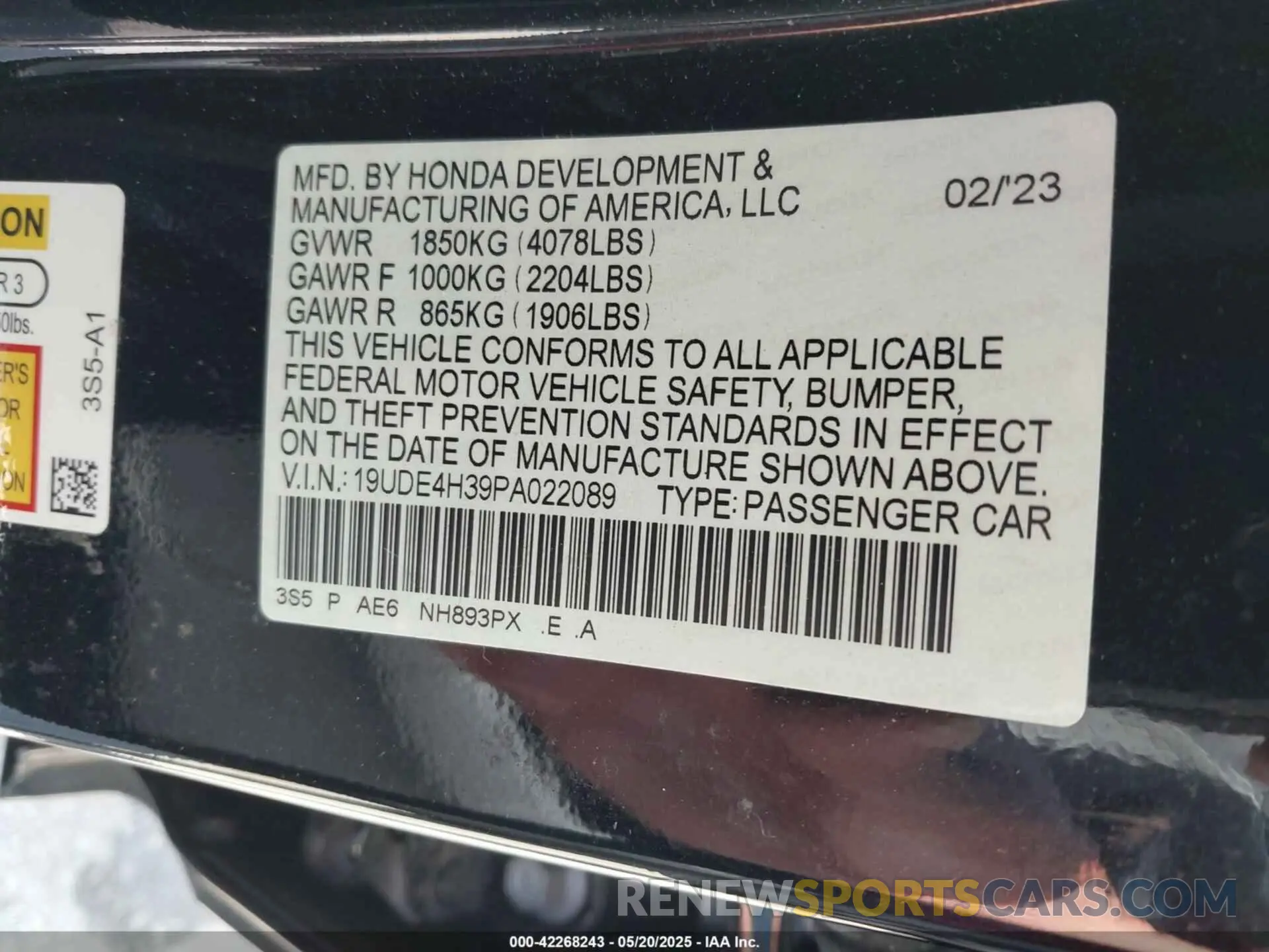 9 Photograph of a damaged car 19UDE4H39PA022089 ACURA INTEGRA 2023