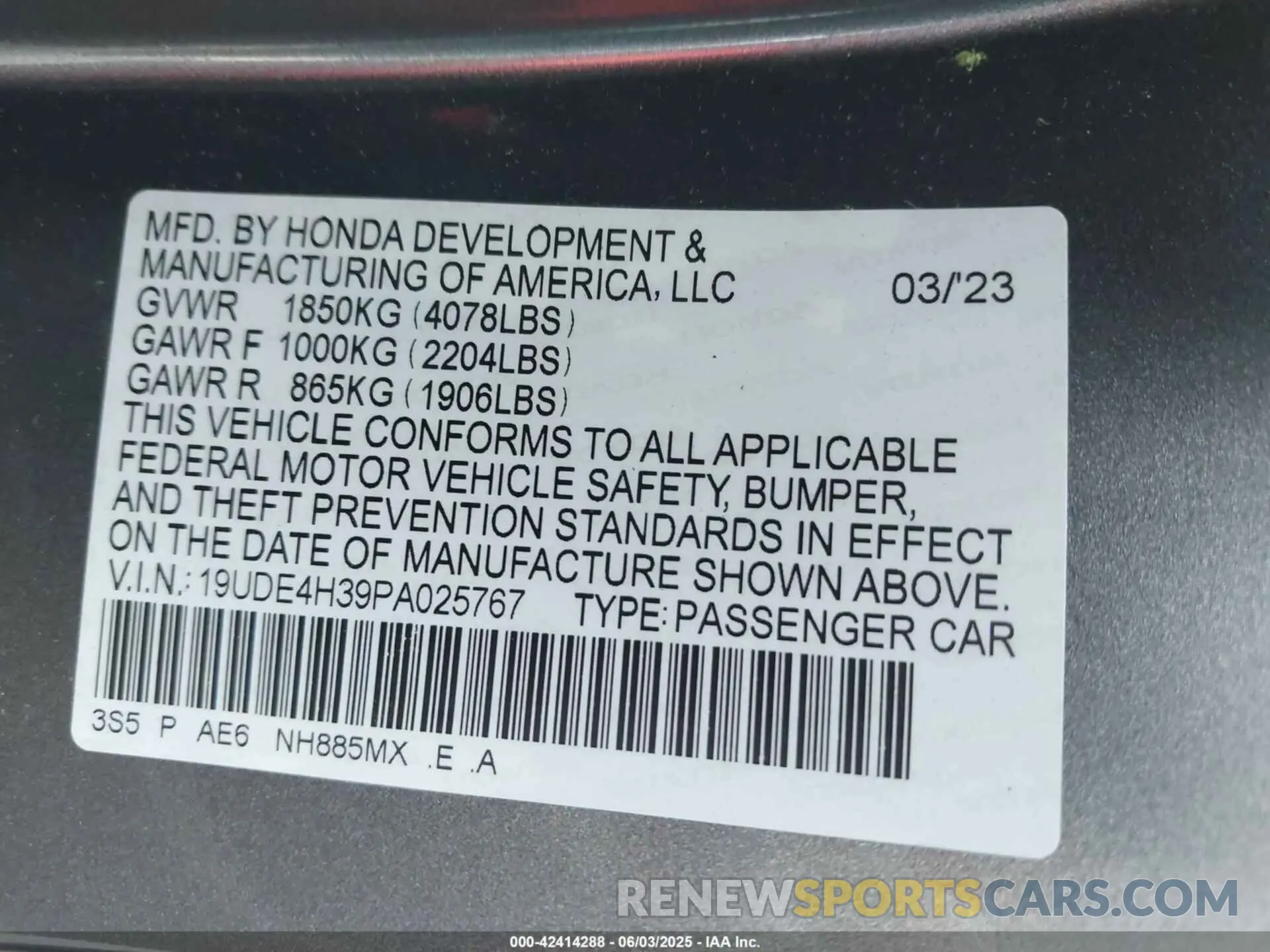 9 Photograph of a damaged car 19UDE4H39PA025767 ACURA INTEGRA 2023