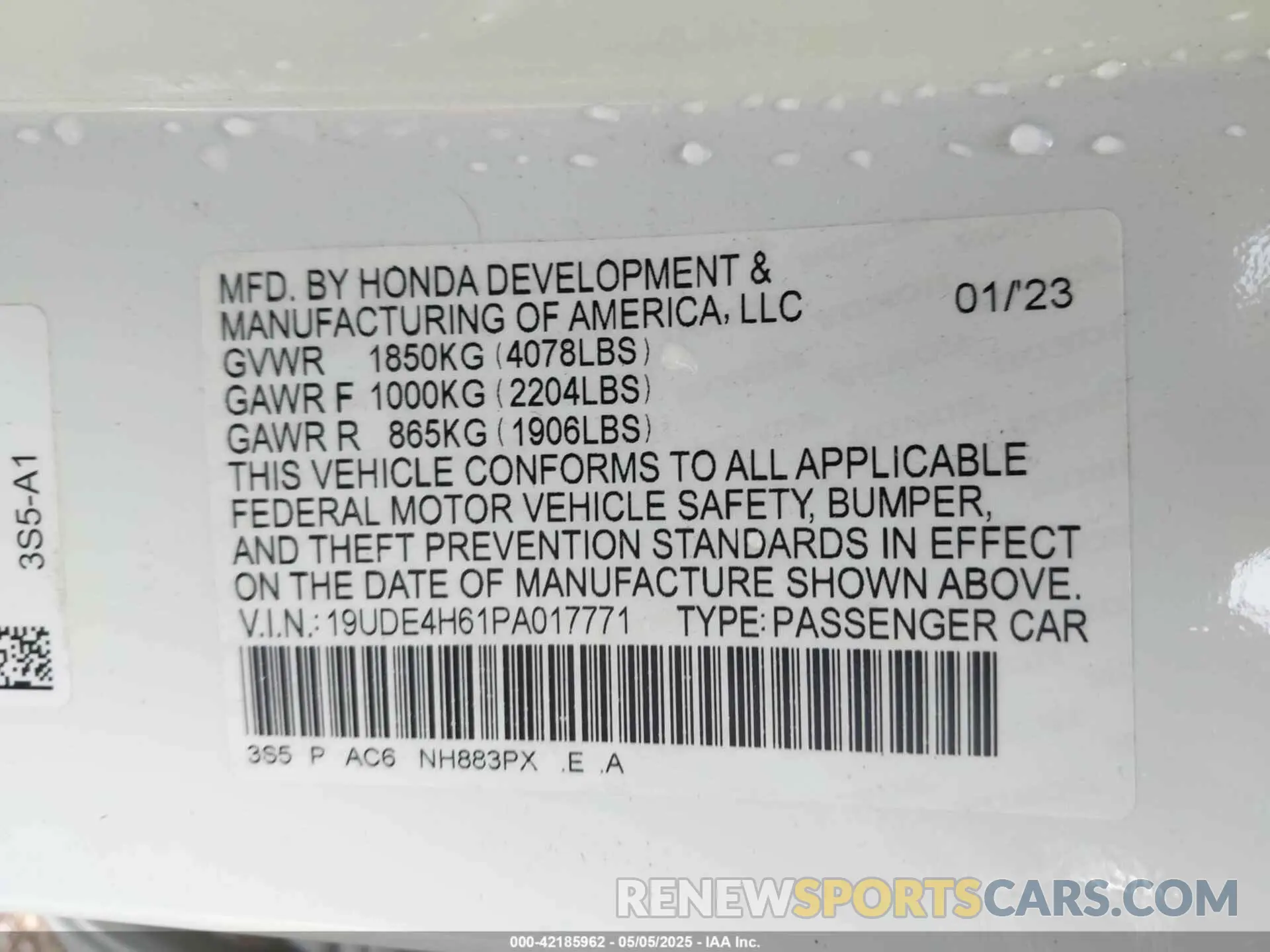 9 Photograph of a damaged car 19UDE4H61PA017771 ACURA INTEGRA 2023