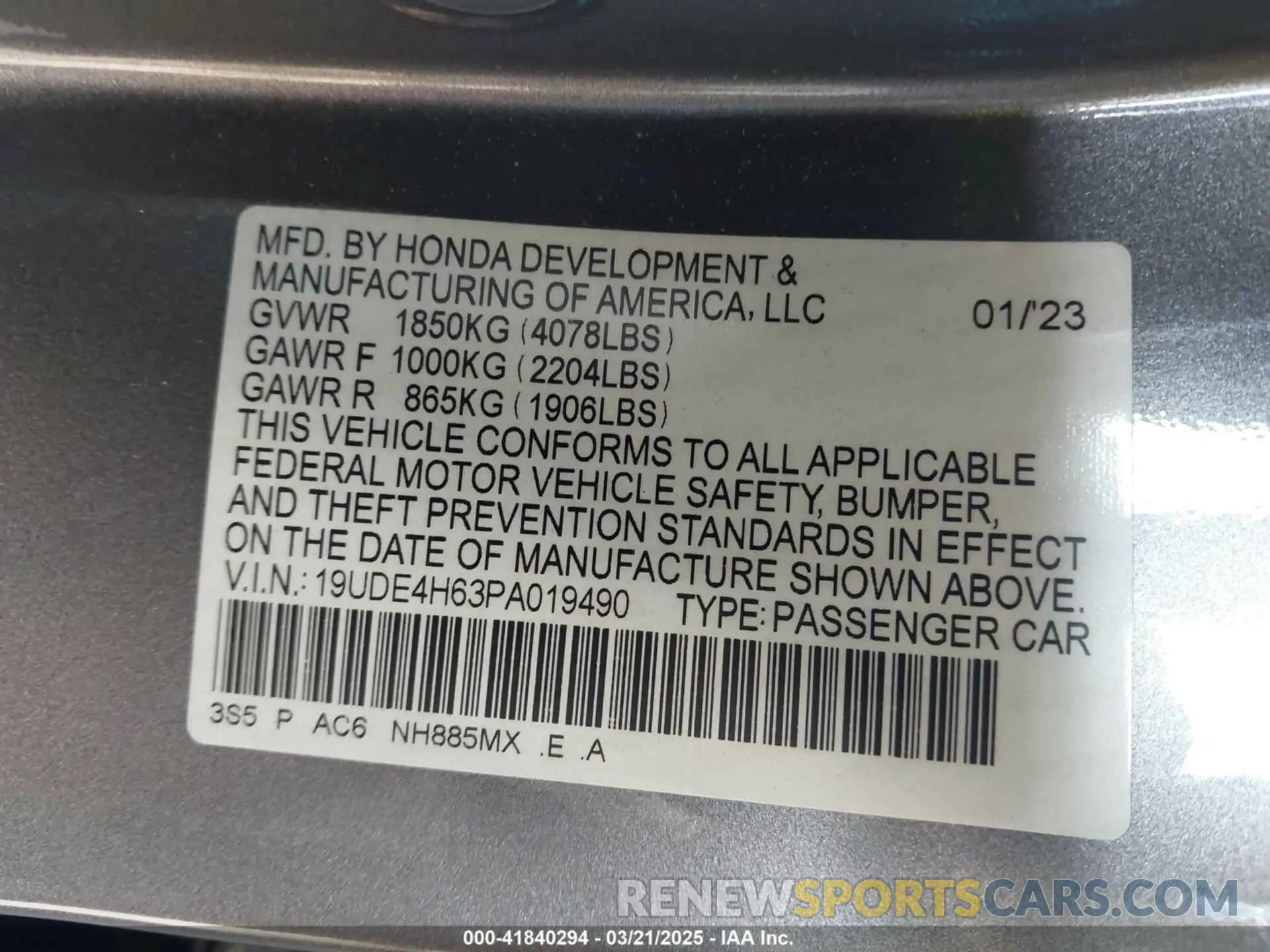 9 Photograph of a damaged car 19UDE4H63PA019490 ACURA INTEGRA 2023