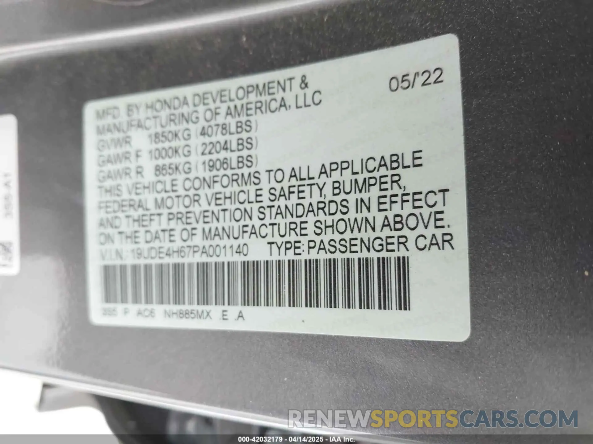 9 Photograph of a damaged car 19UDE4H67PA001140 ACURA INTEGRA 2023