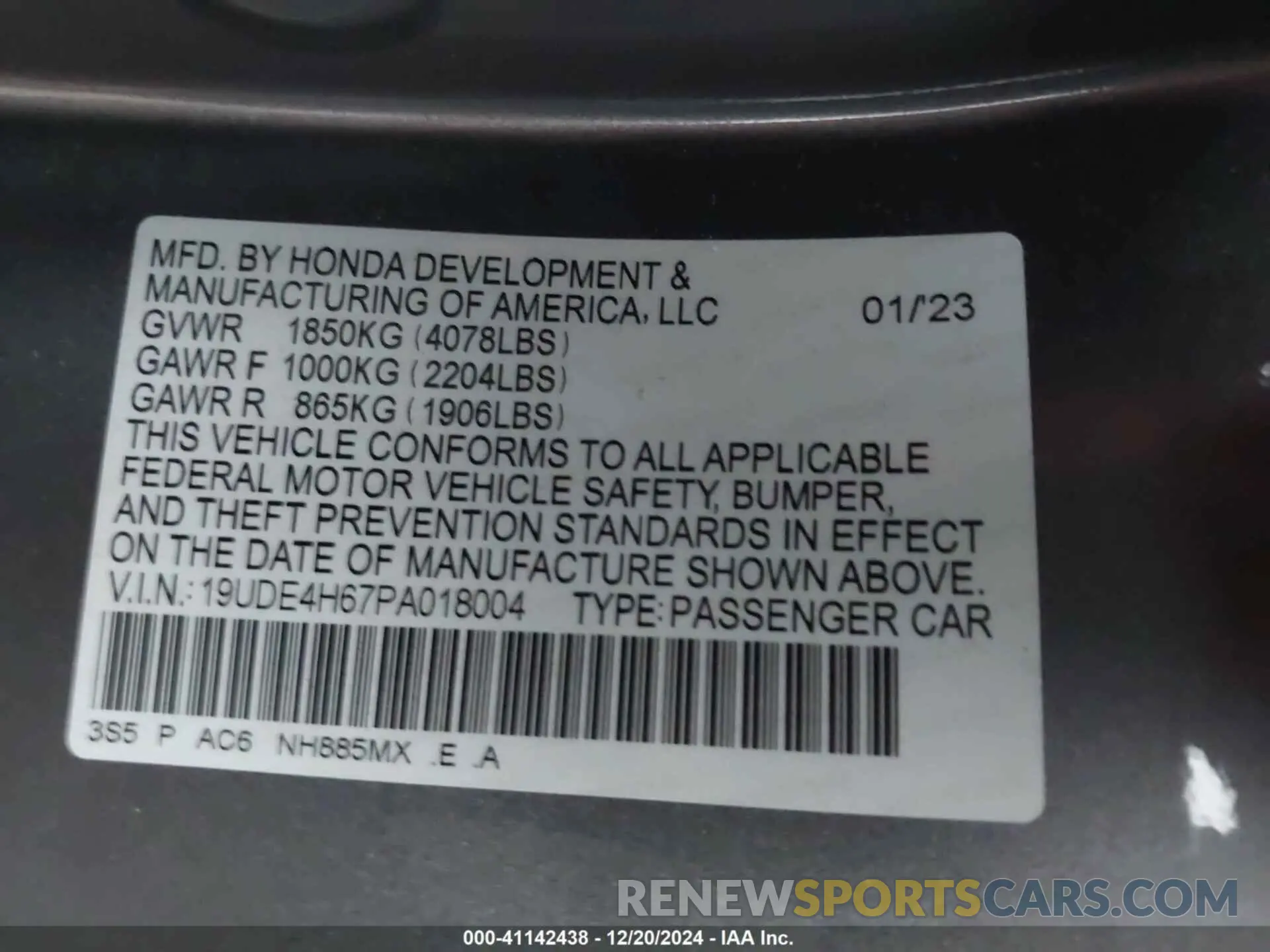 9 Photograph of a damaged car 19UDE4H67PA018004 ACURA INTEGRA 2023