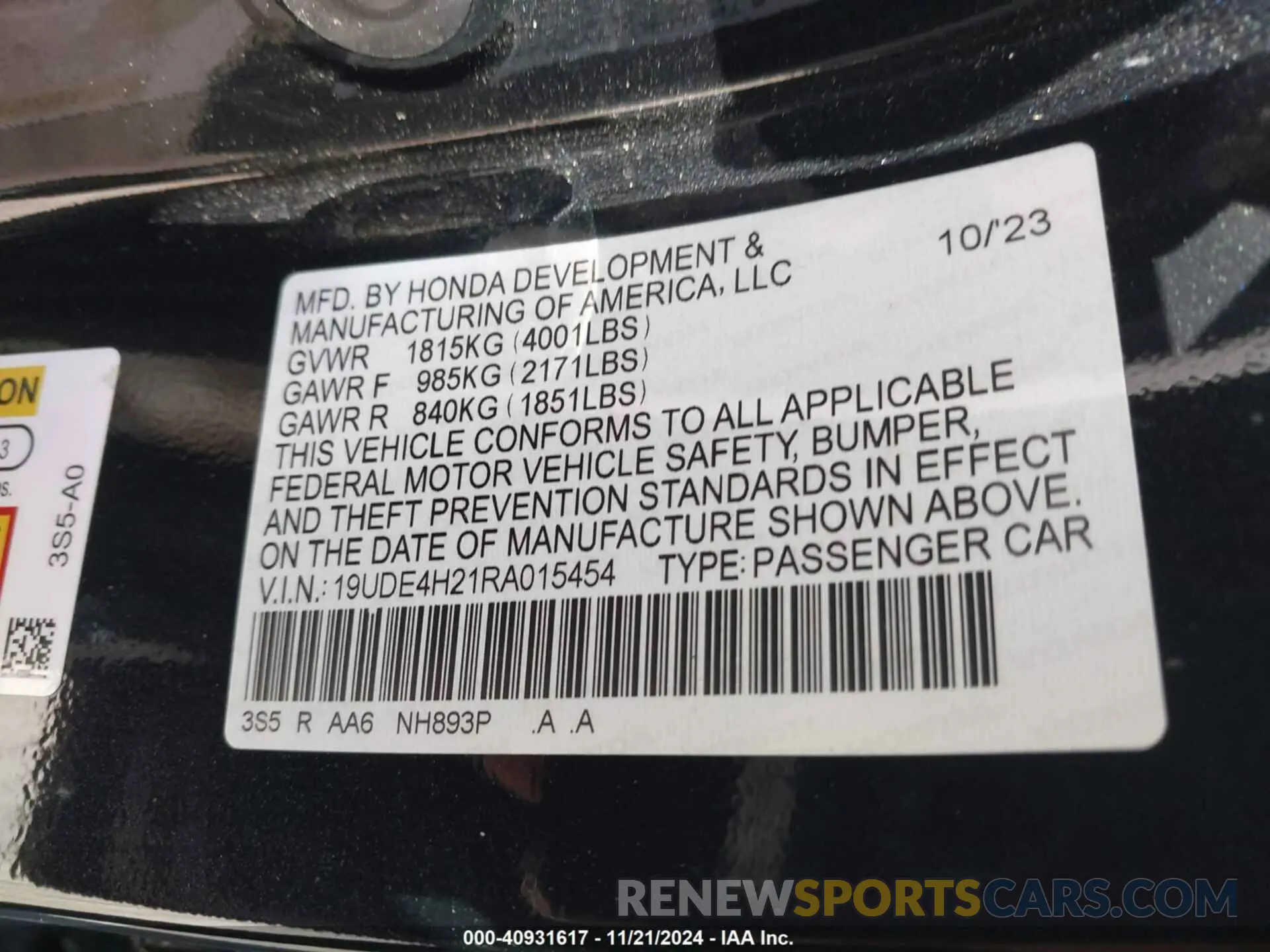 9 Photograph of a damaged car 19UDE4H21RA015454 ACURA INTEGRA 2024