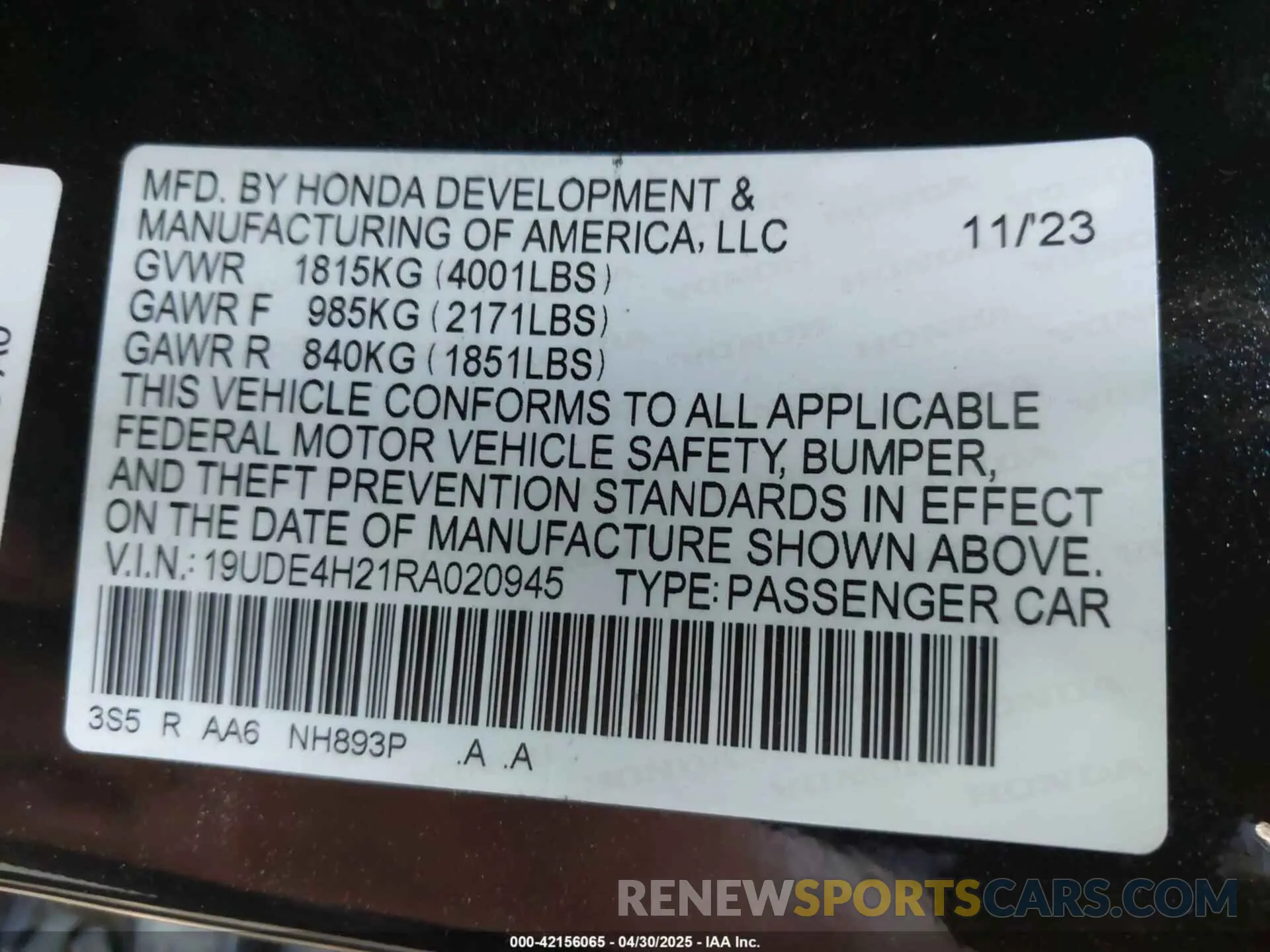 9 Photograph of a damaged car 19UDE4H21RA020945 ACURA INTEGRA 2024