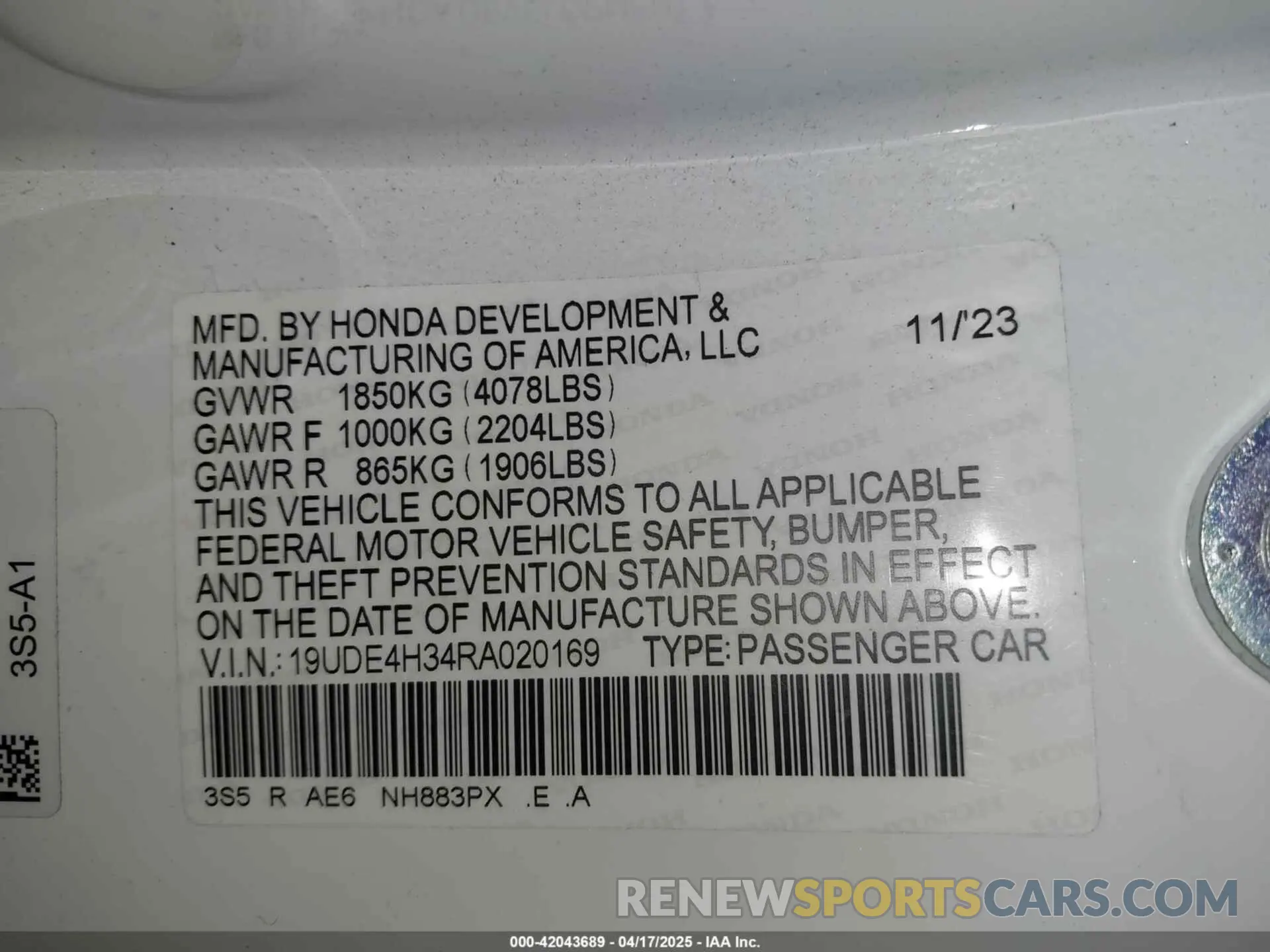 9 Photograph of a damaged car 19UDE4H34RA020169 ACURA INTEGRA 2024