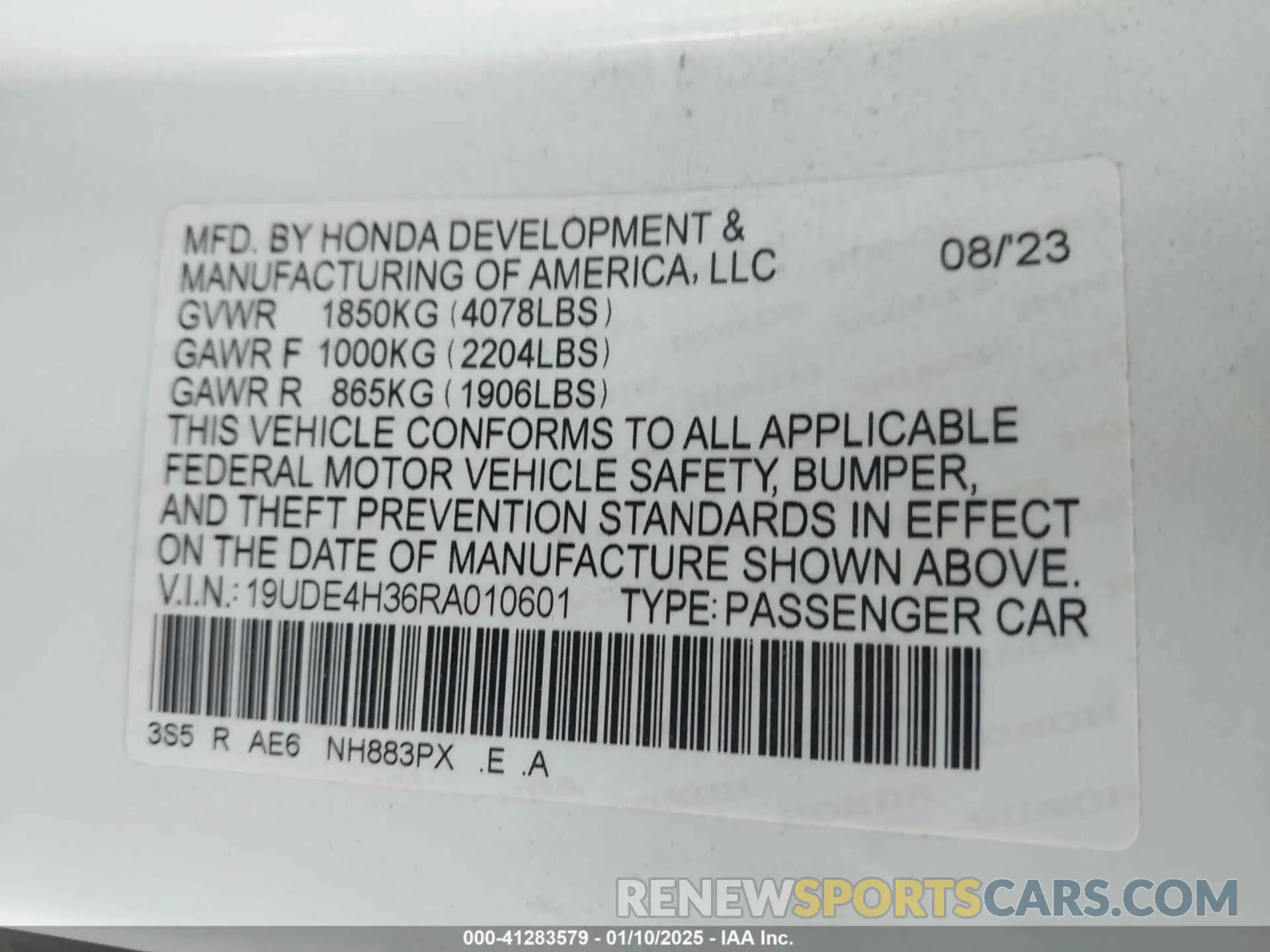 9 Photograph of a damaged car 19UDE4H36RA010601 ACURA INTEGRA 2024