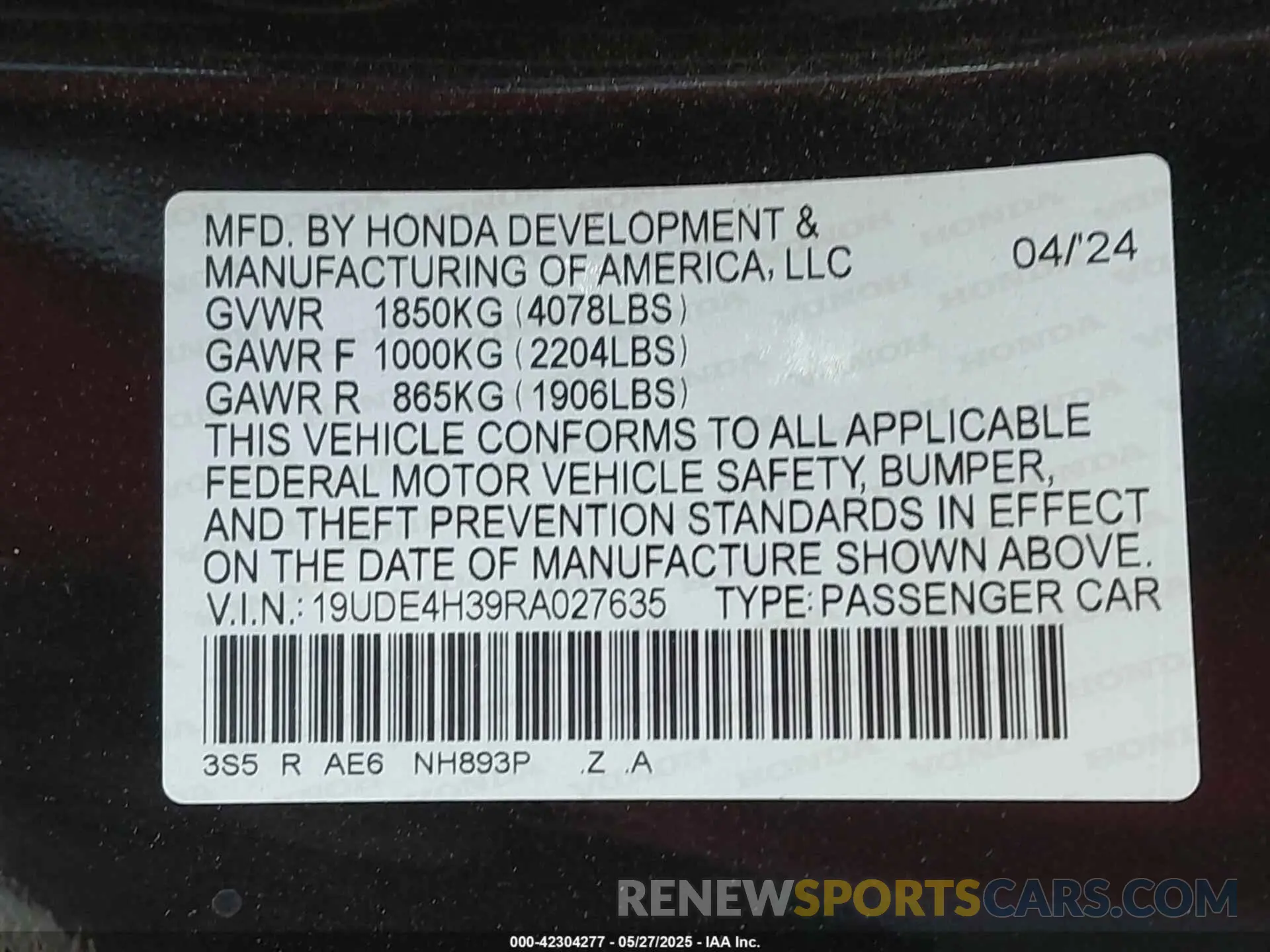 9 Photograph of a damaged car 19UDE4H39RA027635 ACURA INTEGRA 2024