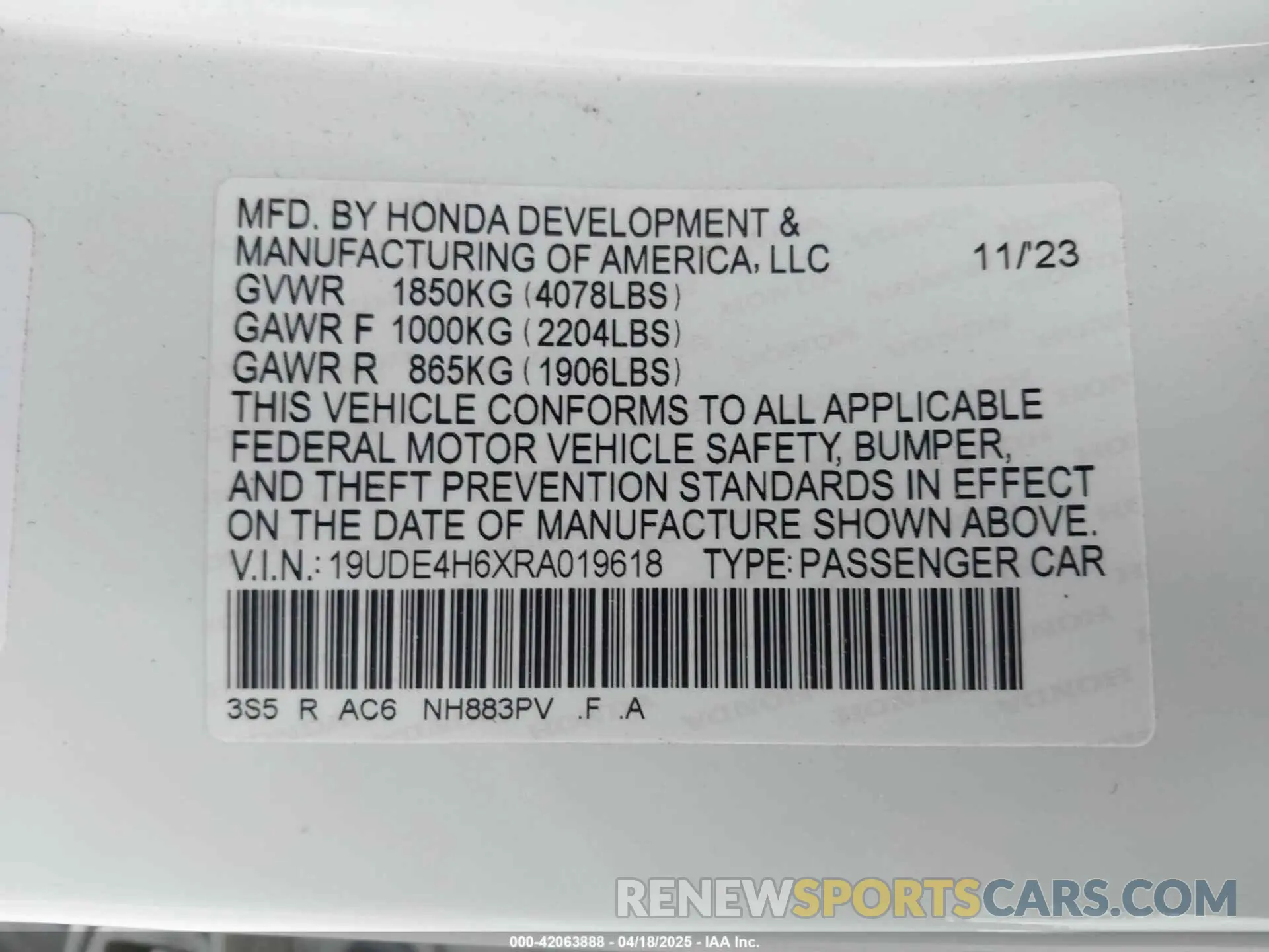 9 Photograph of a damaged car 19UDE4H6XRA019618 ACURA INTEGRA 2024
