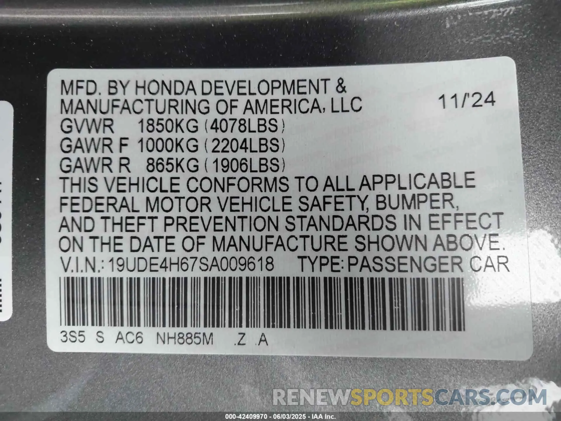 9 Photograph of a damaged car 19UDE4867SA009618 ACURA INTEGRA 2025