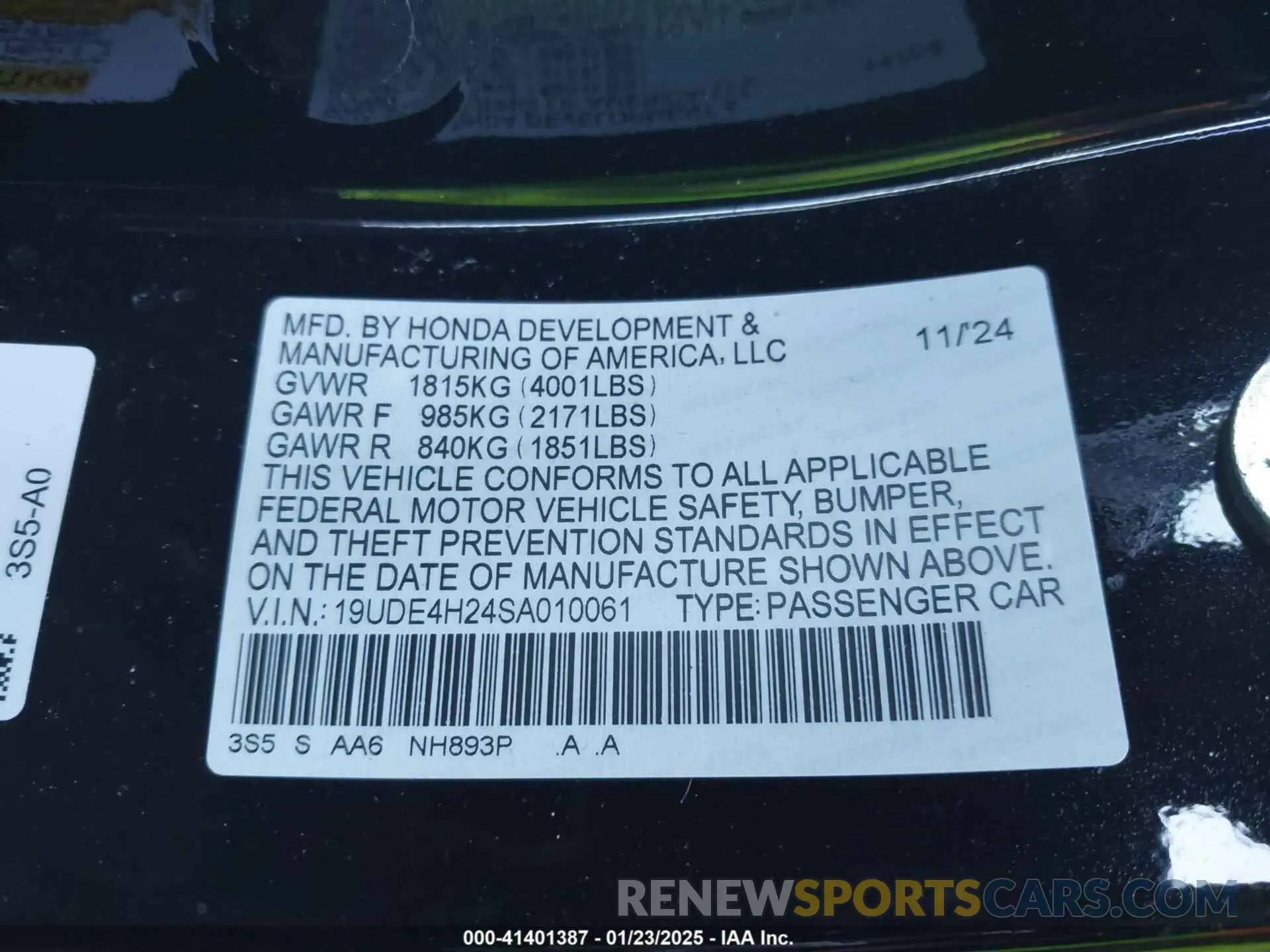 9 Photograph of a damaged car 19UDE4H24SA010061 ACURA INTEGRA 2025