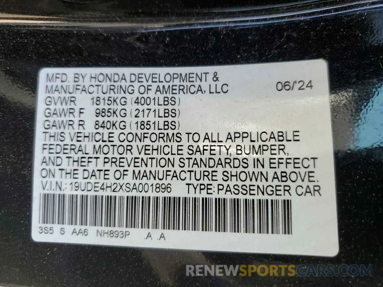 12 Photograph of a damaged car 19UDE4H2XSA001896 ACURA INTEGRA 2025