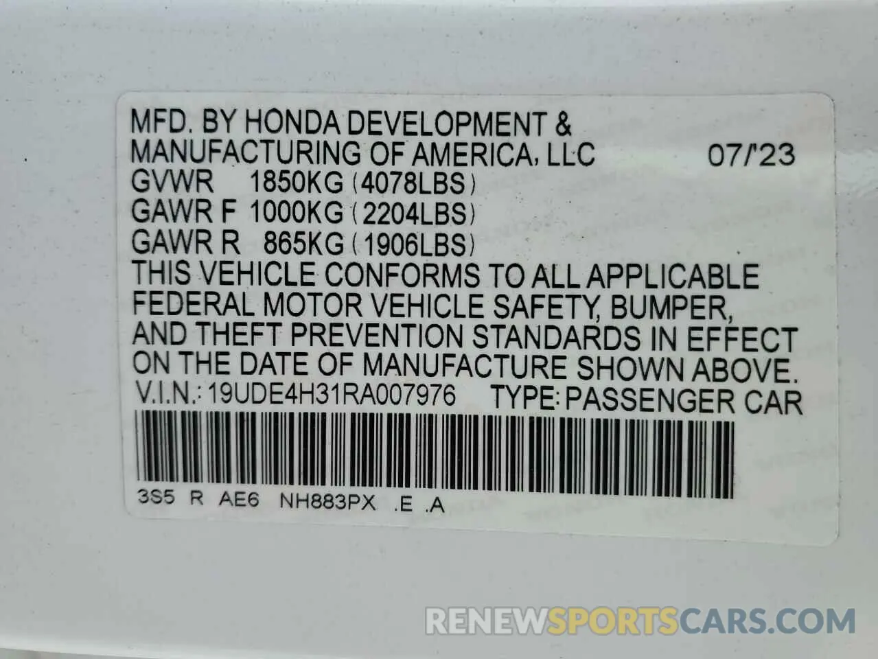 12 Photograph of a damaged car 19UDE4H31RA007976 ACURA INTEGRA A- 2024