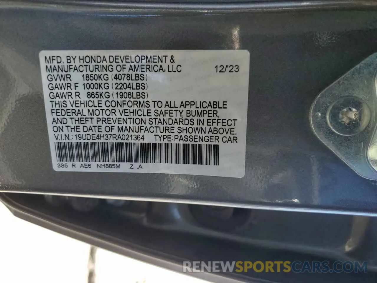 14 Photograph of a damaged car 19UDE4H37RA021364 ACURA INTEGRA A- 2024