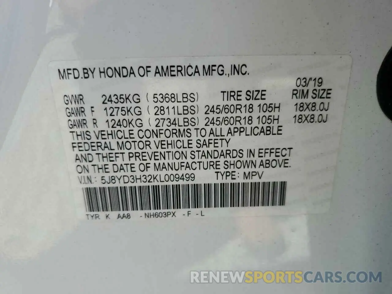 13 Photograph of a damaged car 5J8YD3H32KL009499 ACURA MDX 2019