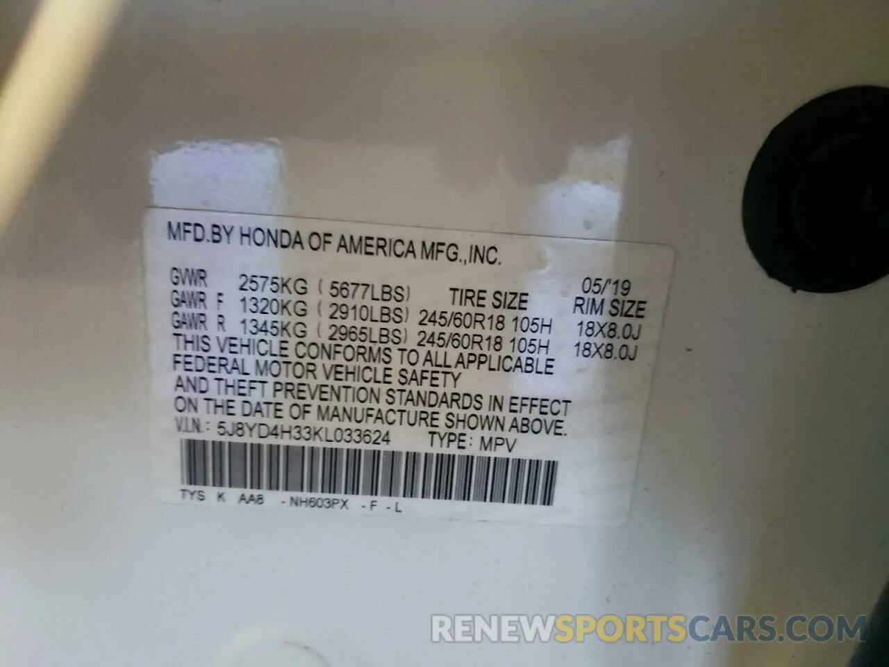 14 Photograph of a damaged car 5J8YD4H33KL033624 ACURA MDX 2019