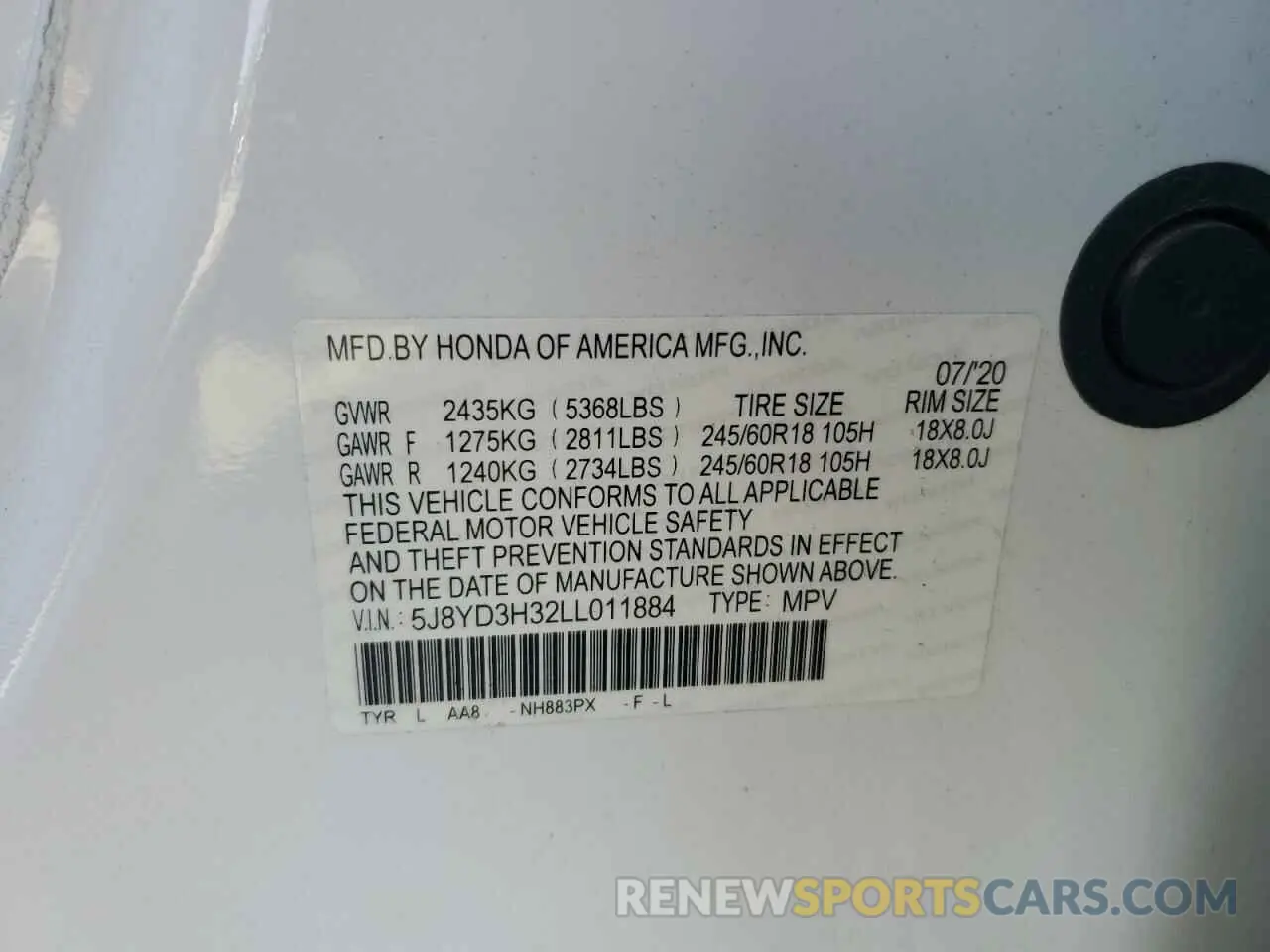 13 Photograph of a damaged car 5J8YD3H32LL011884 ACURA MDX 2020