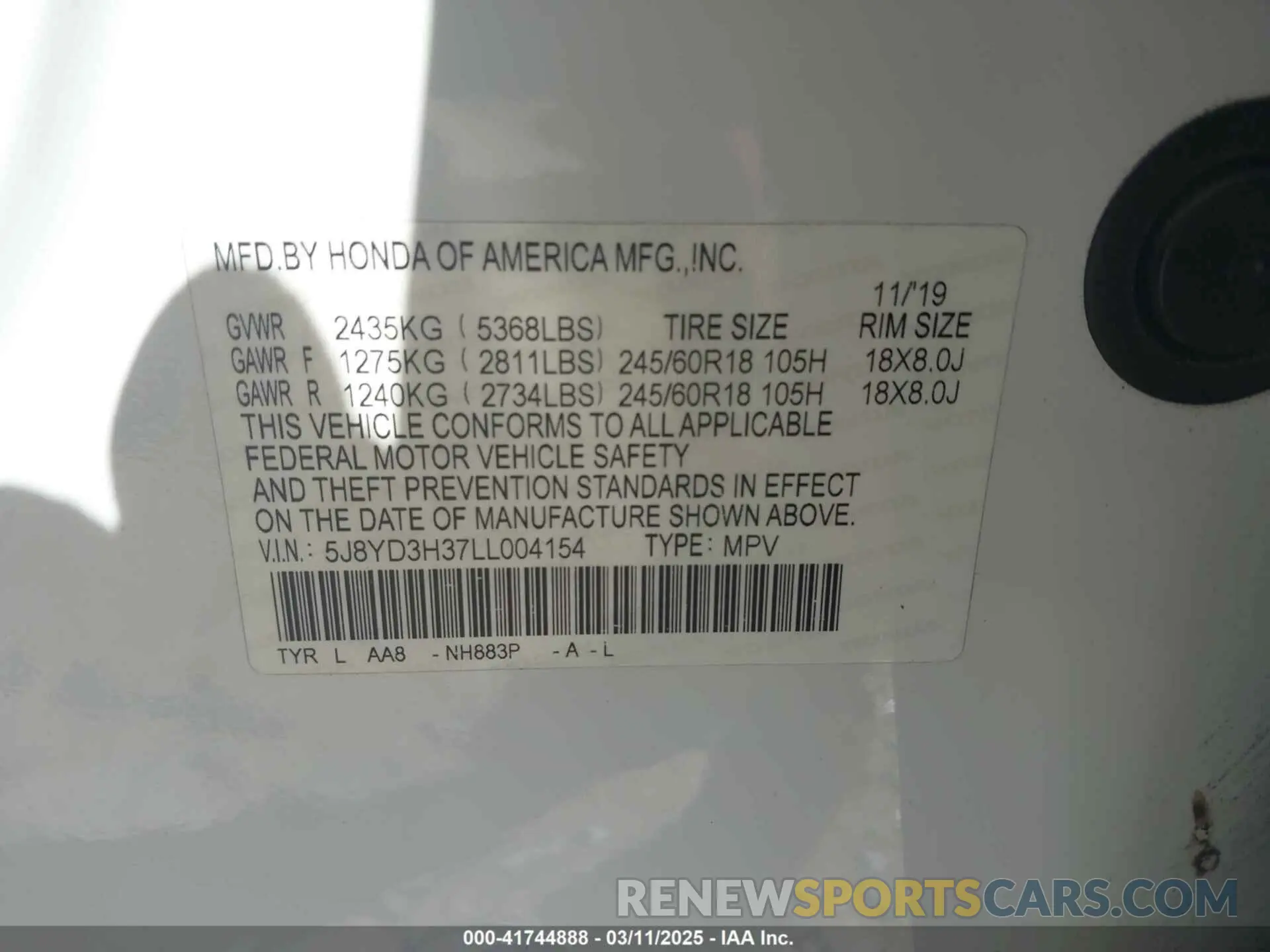 9 Photograph of a damaged car 5J8YD3H37LL004154 ACURA MDX 2020