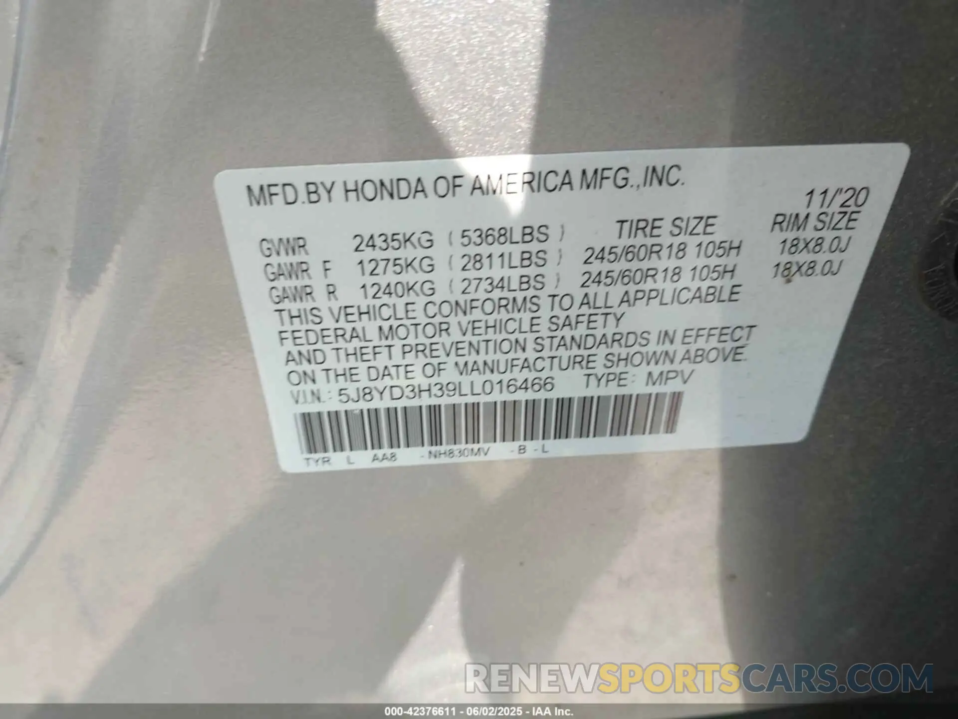 9 Photograph of a damaged car 5J8YD3H39LL016466 ACURA MDX 2020