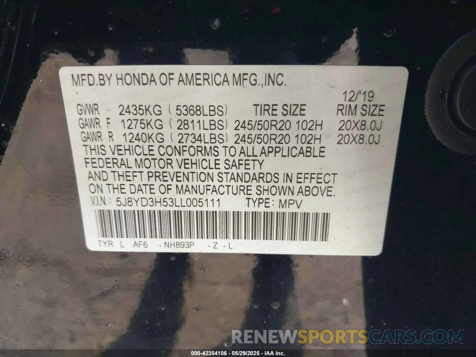 9 Photograph of a damaged car 5J8YD3H53LL005111 ACURA MDX 2020