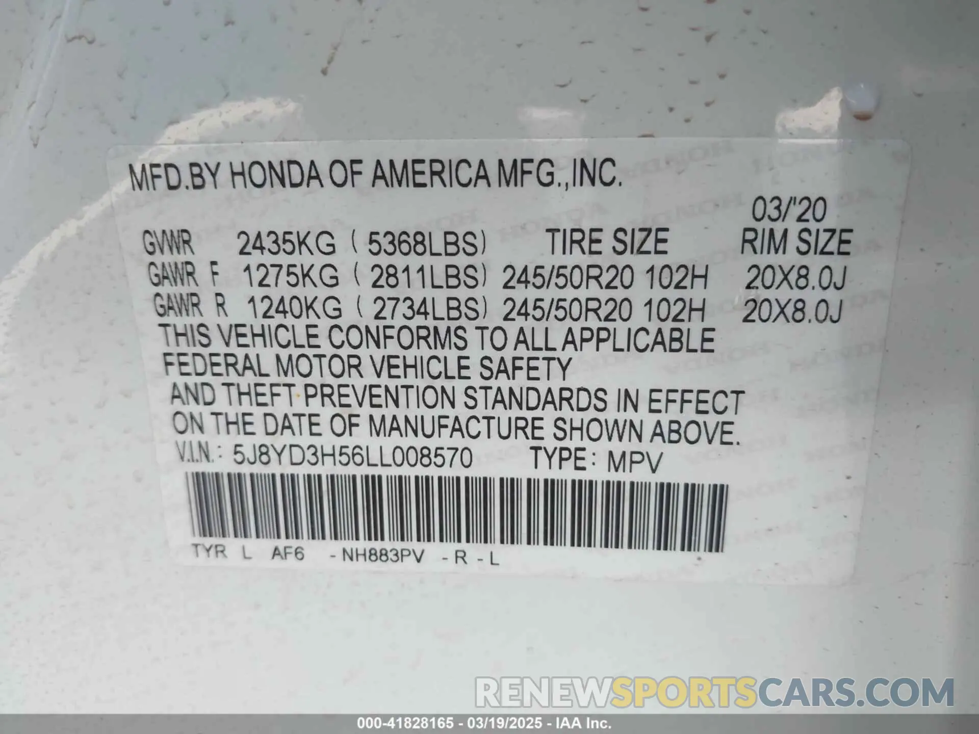 9 Photograph of a damaged car 5J8YD3H56LL008570 ACURA MDX 2020