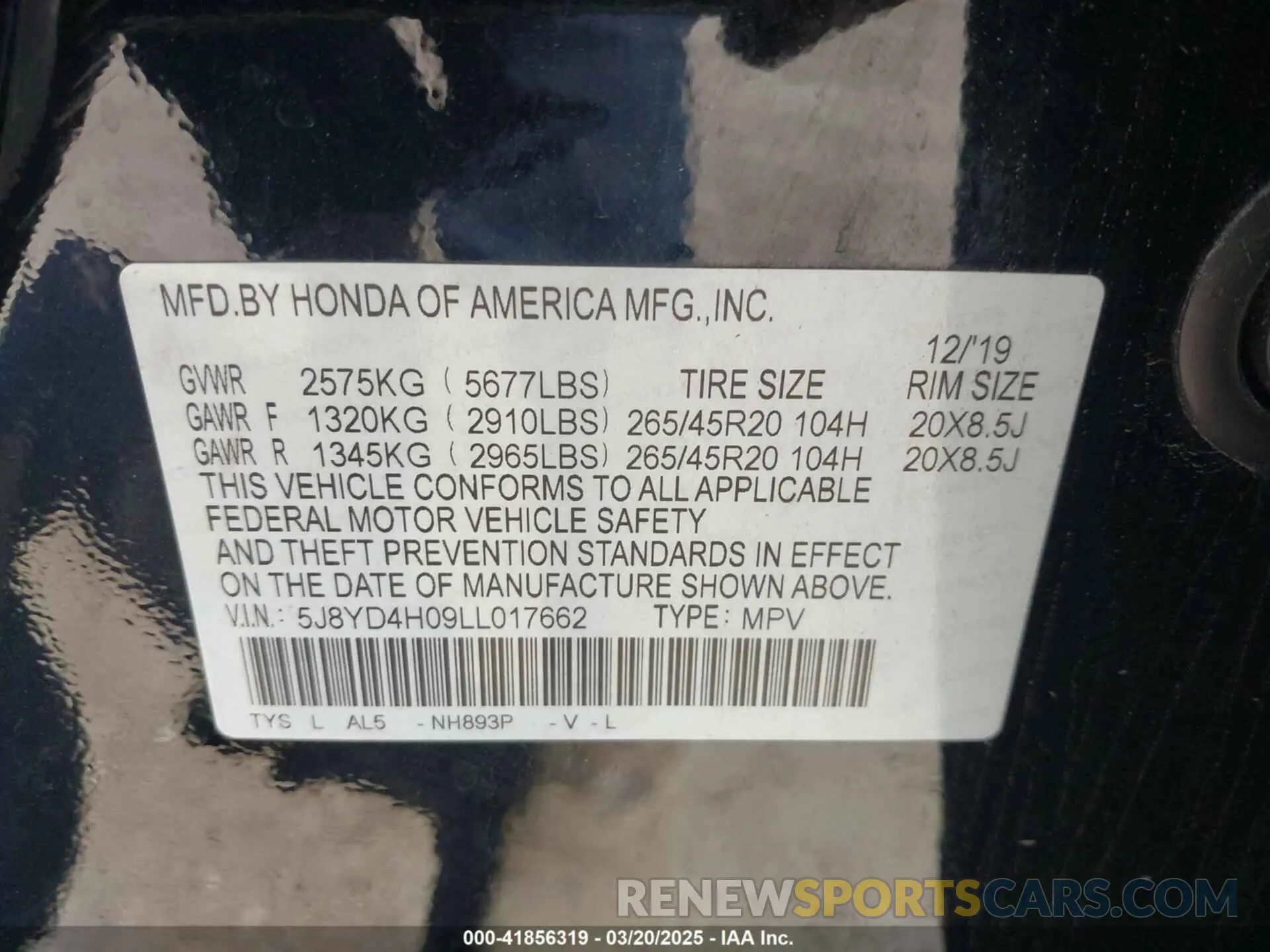 9 Photograph of a damaged car 5J8YD4H09LL017662 ACURA MDX 2020