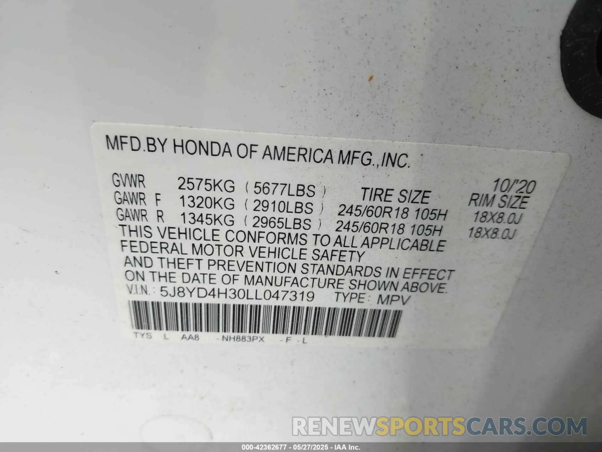 9 Photograph of a damaged car 5J8YD4H30LL047319 ACURA MDX 2020
