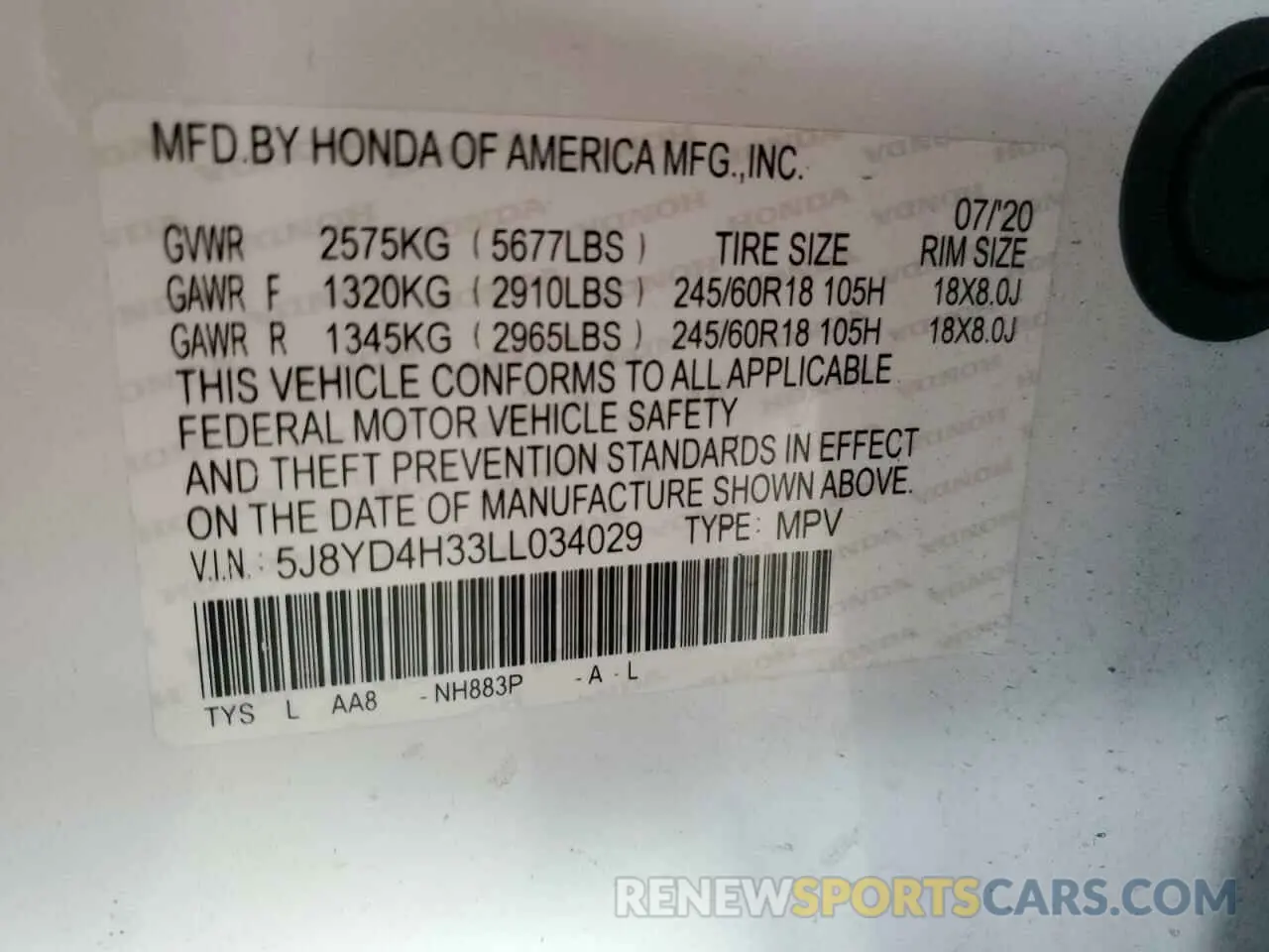 13 Photograph of a damaged car 5J8YD4H33LL034029 ACURA MDX 2020