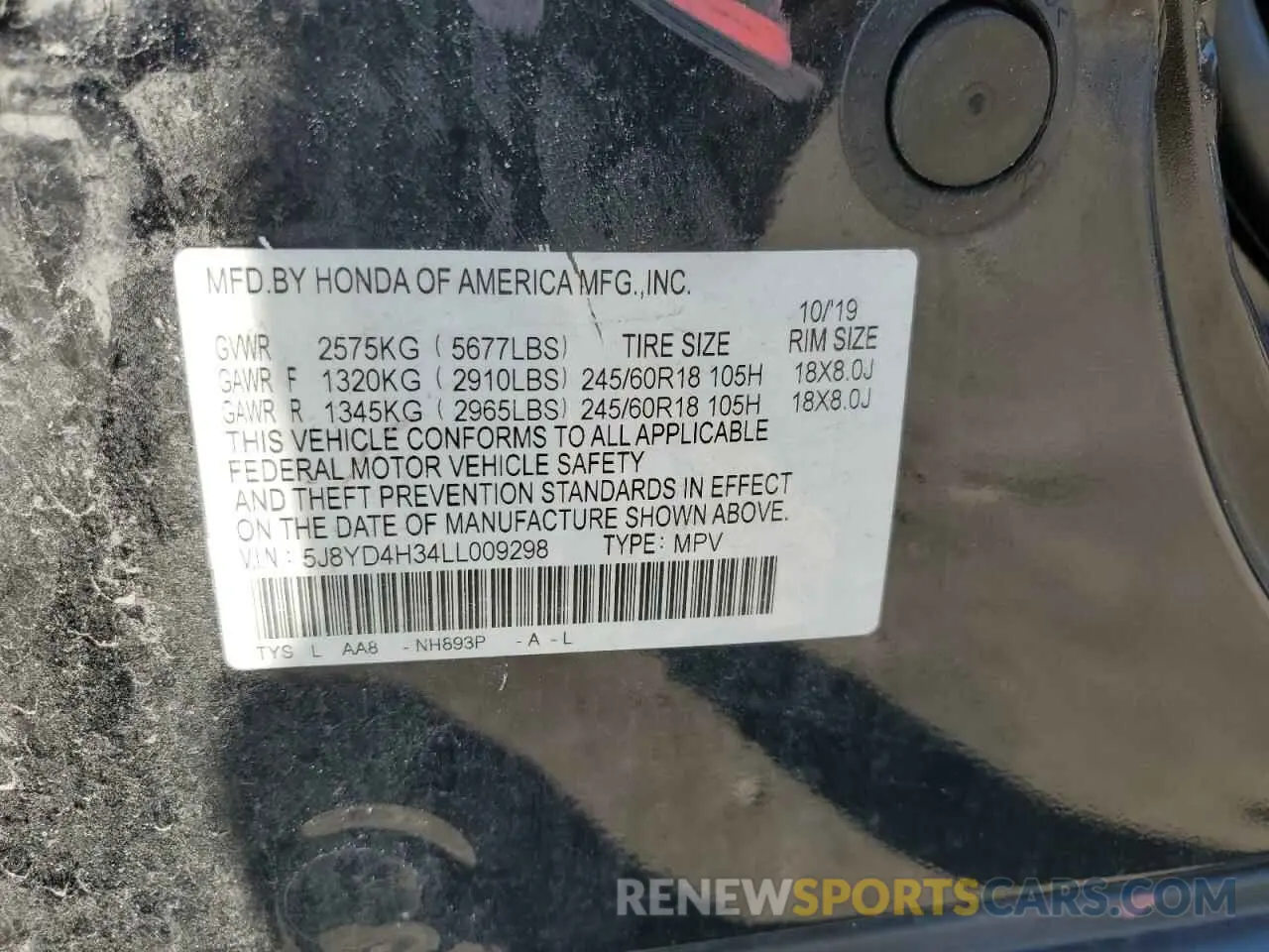 13 Photograph of a damaged car 5J8YD4H34LL009298 ACURA MDX 2020