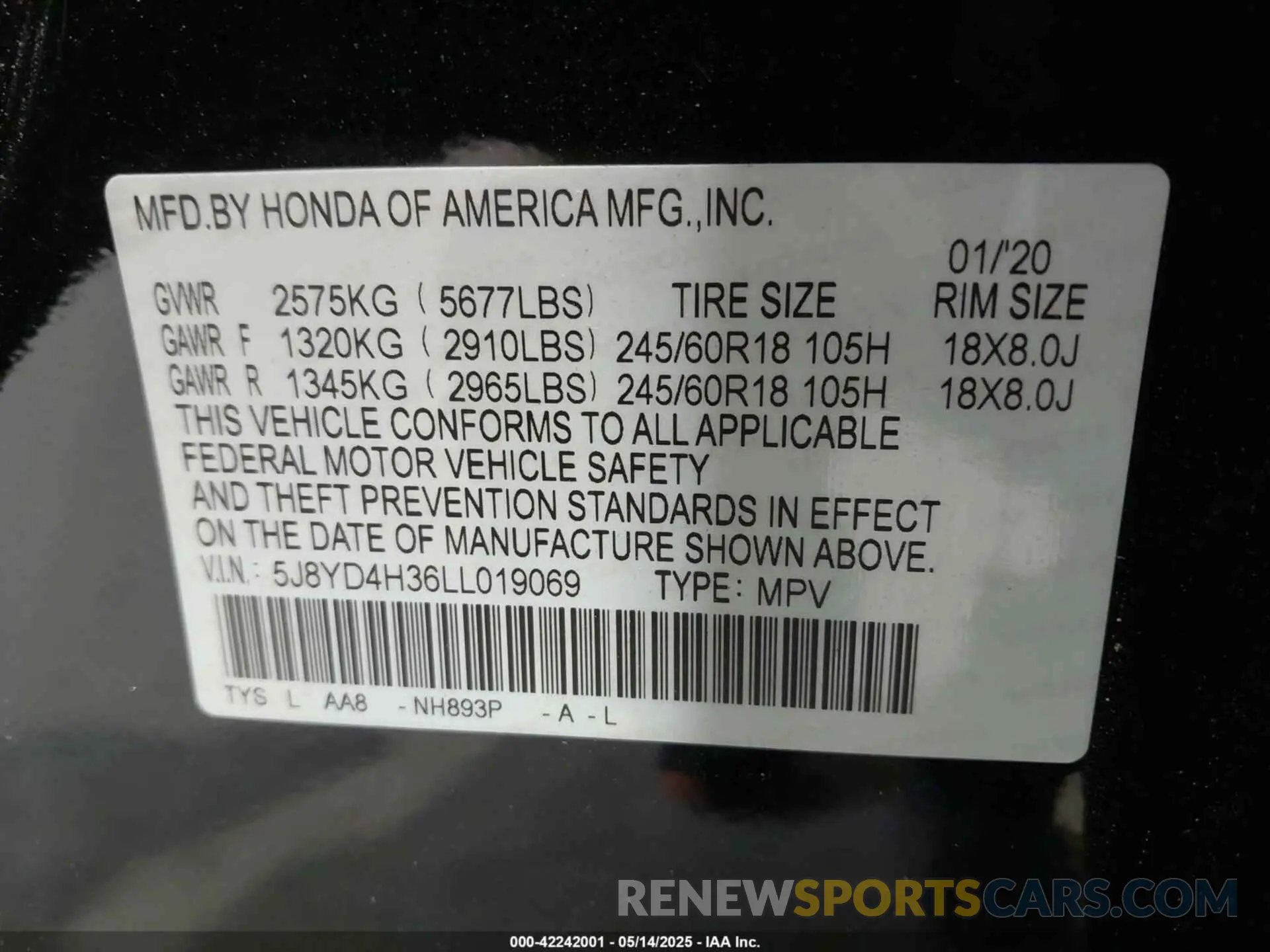 9 Photograph of a damaged car 5J8YD4H36LL019069 ACURA MDX 2020