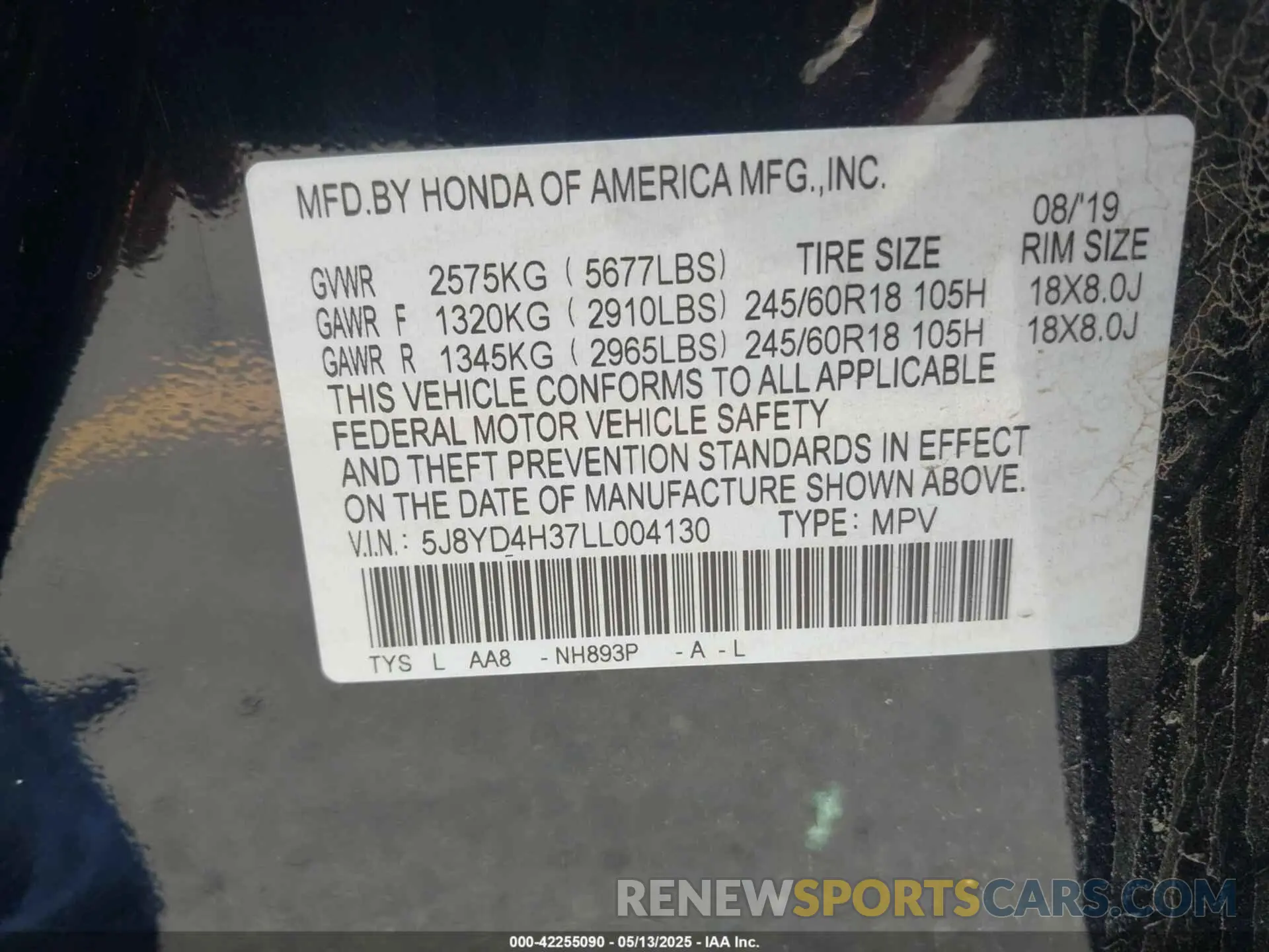 9 Photograph of a damaged car 5J8YD4H37LL004130 ACURA MDX 2020