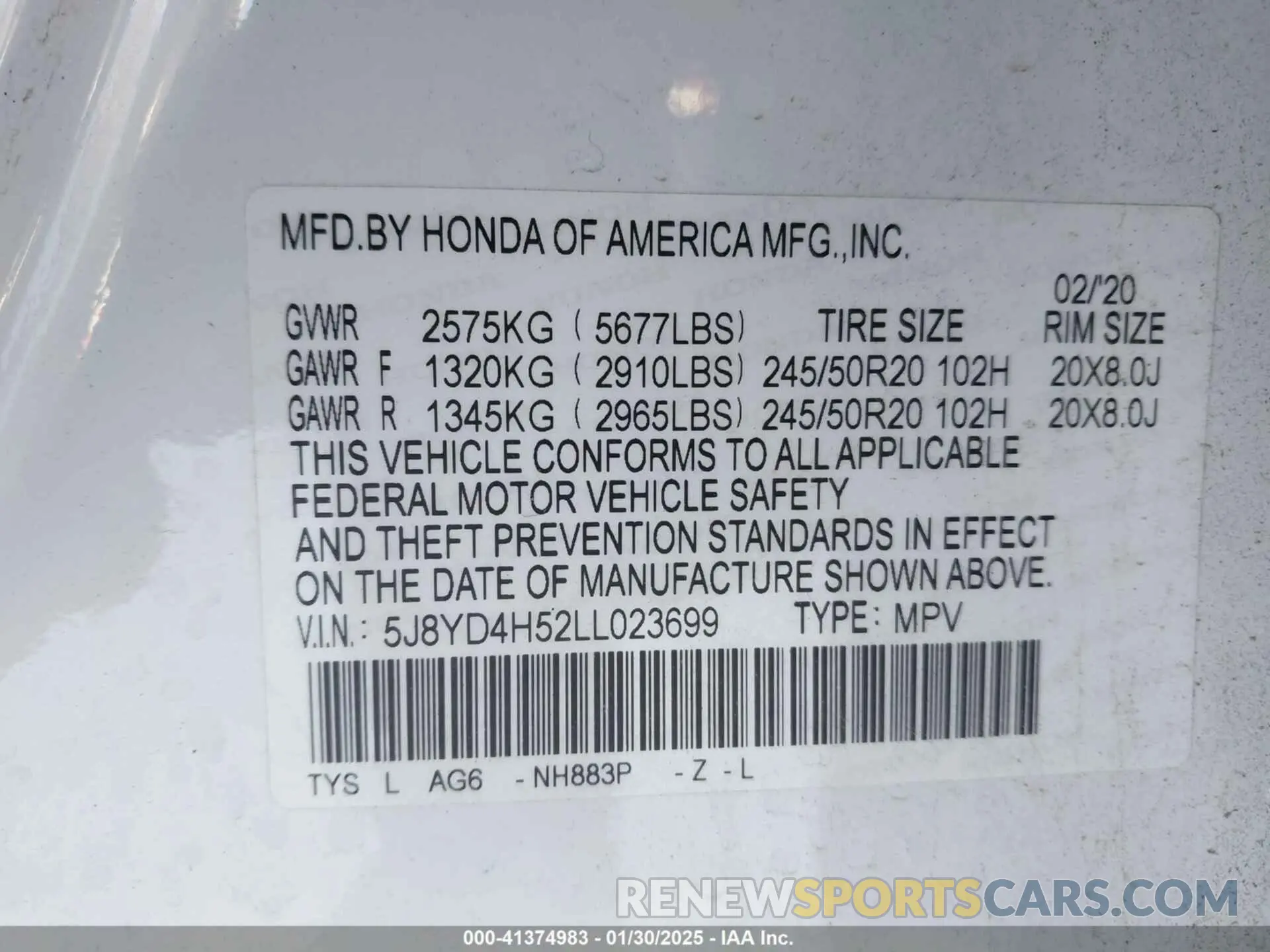 9 Photograph of a damaged car 5J8YD4H52LL023699 ACURA MDX 2020
