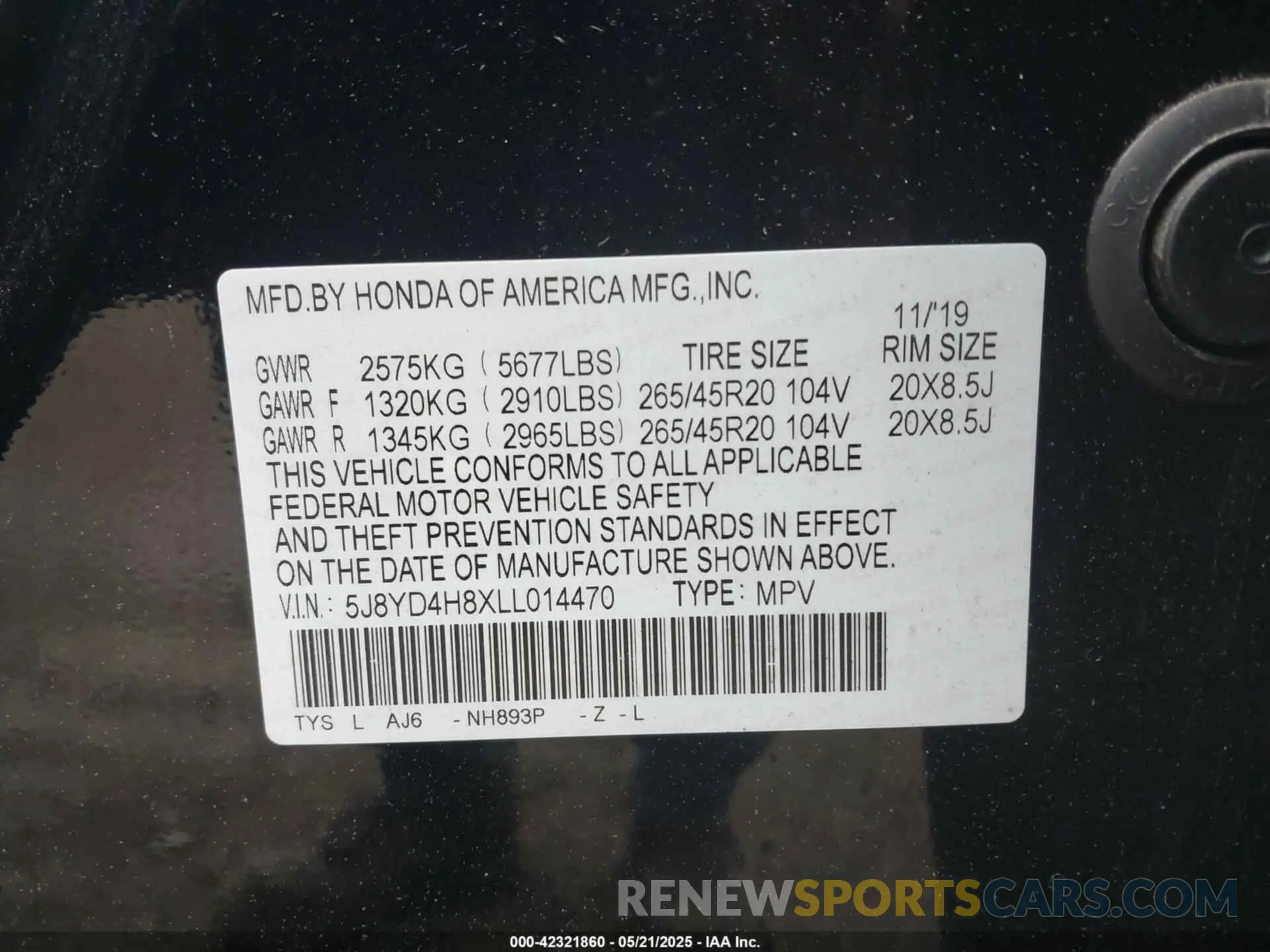 9 Photograph of a damaged car 5J8YD4H8XLL014470 ACURA MDX 2020