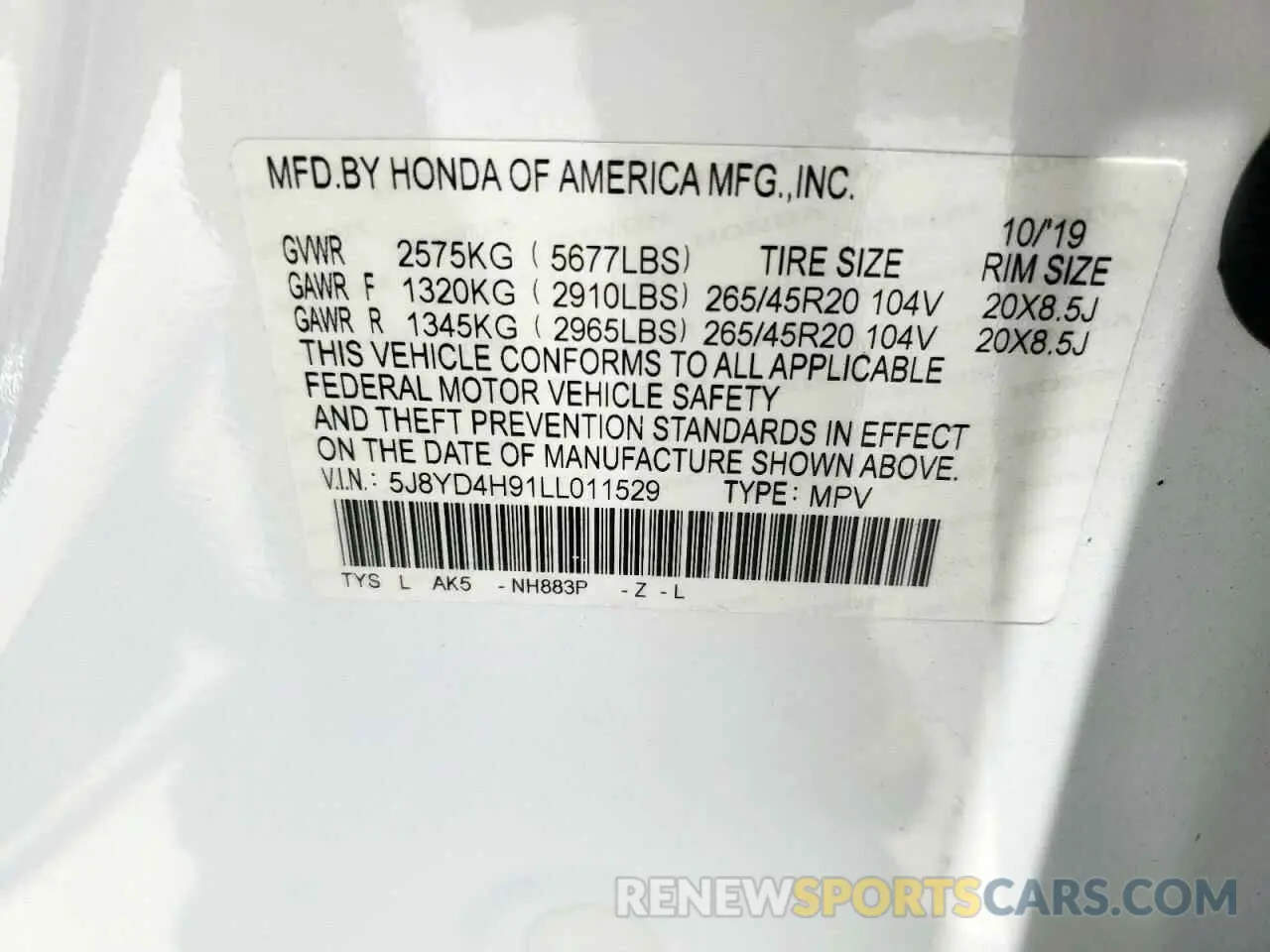 14 Photograph of a damaged car 5J8YD4H91LL011529 ACURA MDX 2020