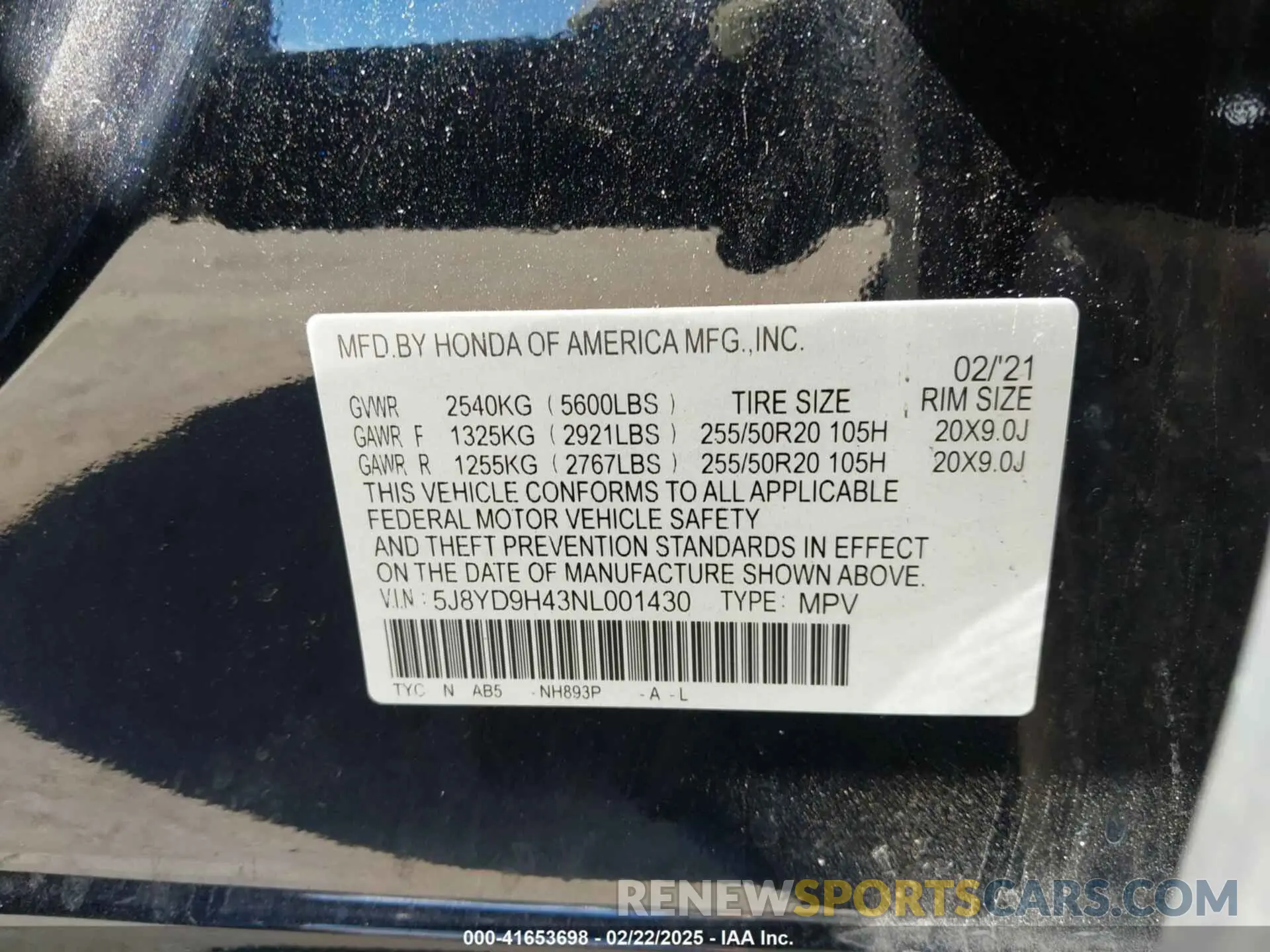 9 Photograph of a damaged car 5J8YD9H43NL001430 ACURA MDX 2022