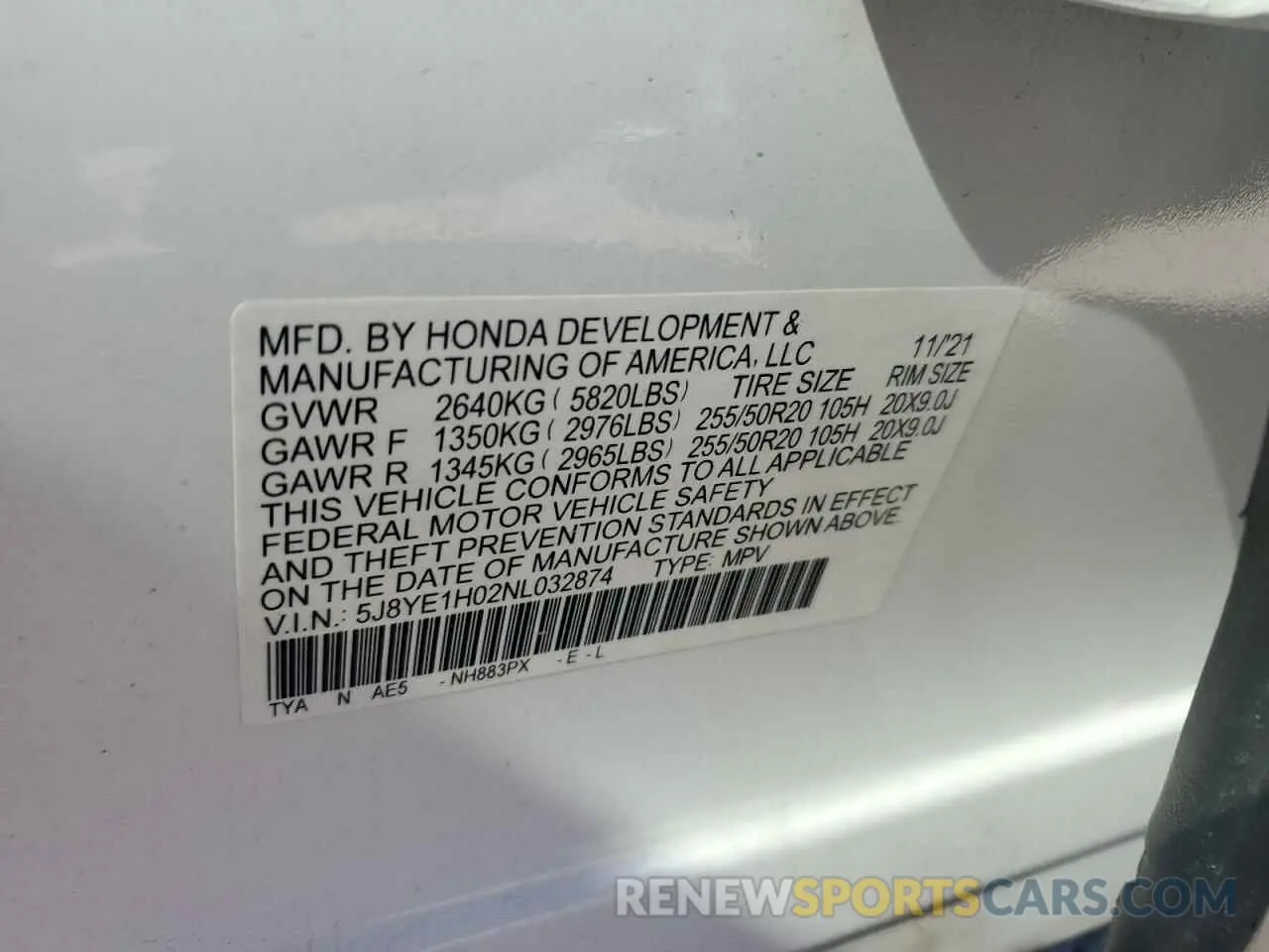 15 Photograph of a damaged car 5J8YE1H02NL032874 ACURA MDX 2022