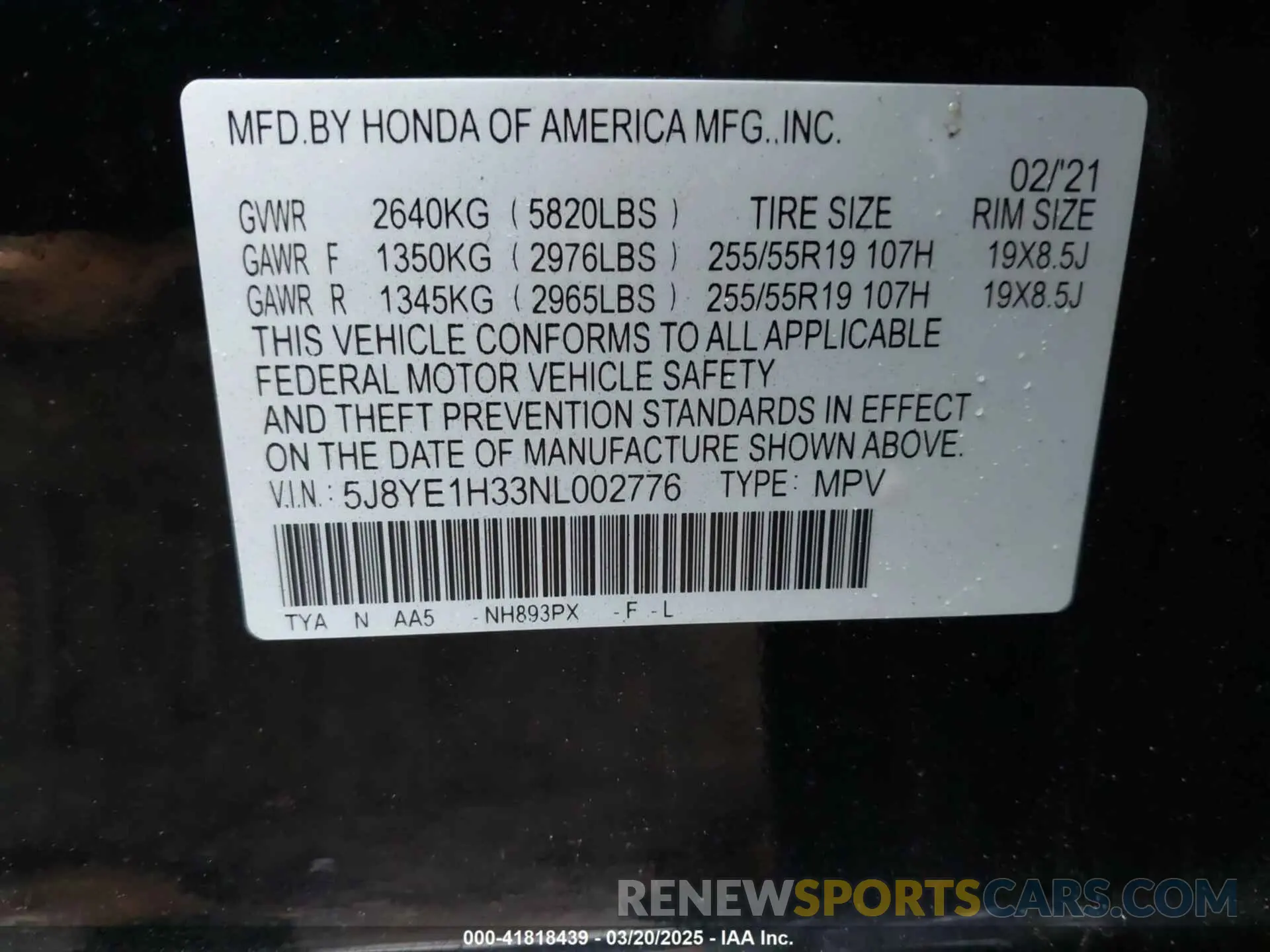 9 Photograph of a damaged car 5J8YE1H33NL002776 ACURA MDX 2022