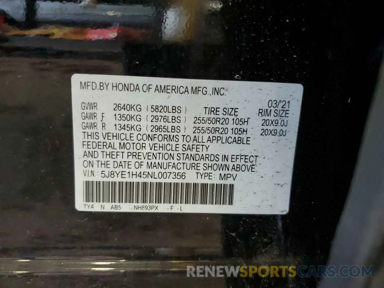 13 Photograph of a damaged car 5J8YE1H45NL007356 ACURA MDX 2022