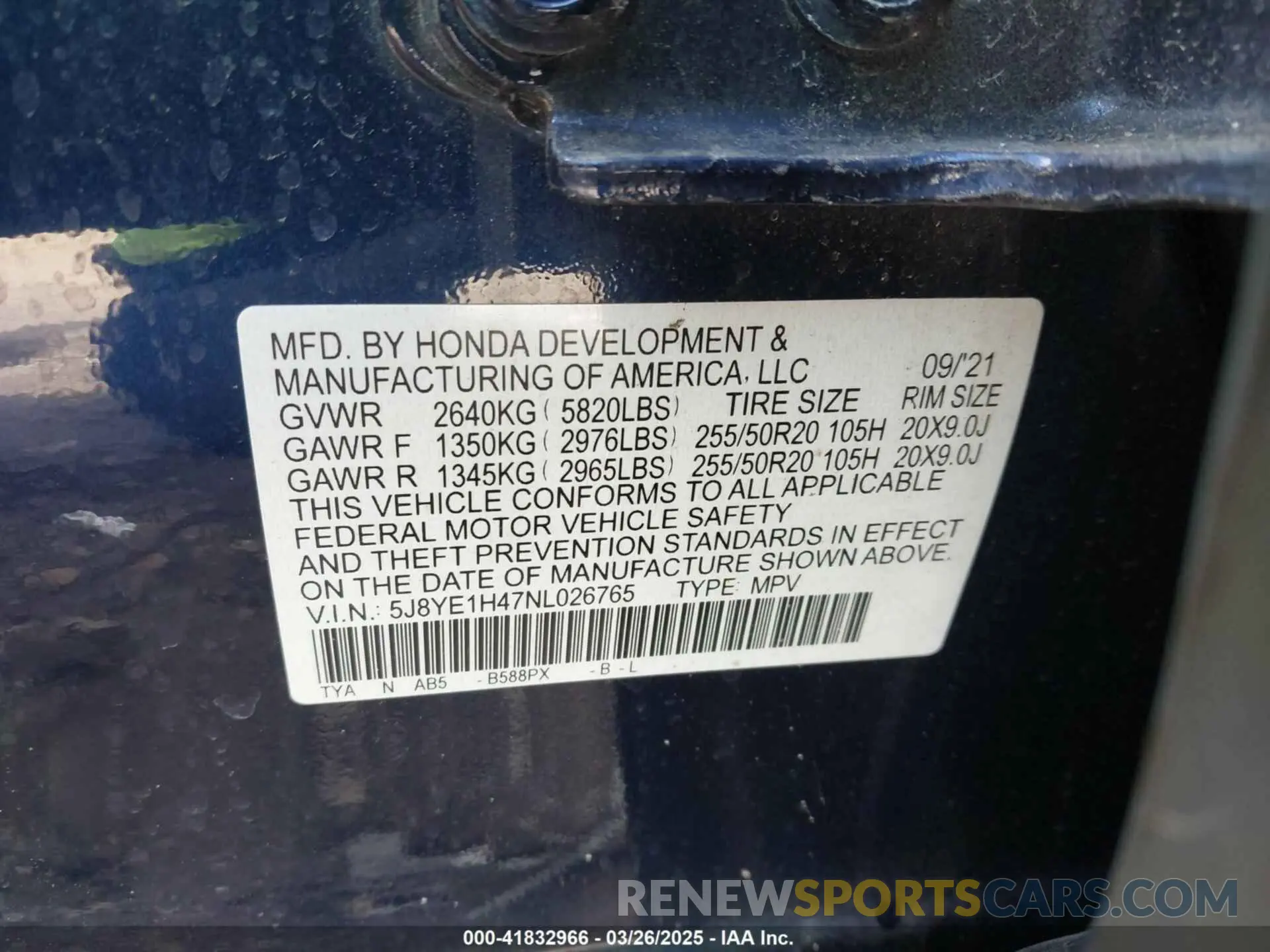 9 Photograph of a damaged car 5J8YE1H47NL026765 ACURA MDX 2022