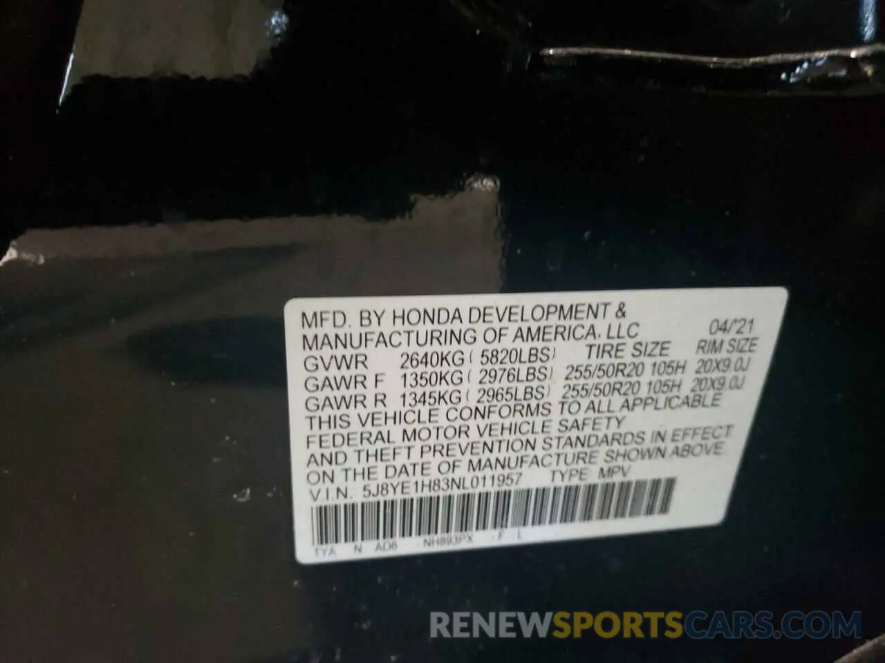 15 Photograph of a damaged car 5J8YE1H83NL011957 ACURA MDX 2022
