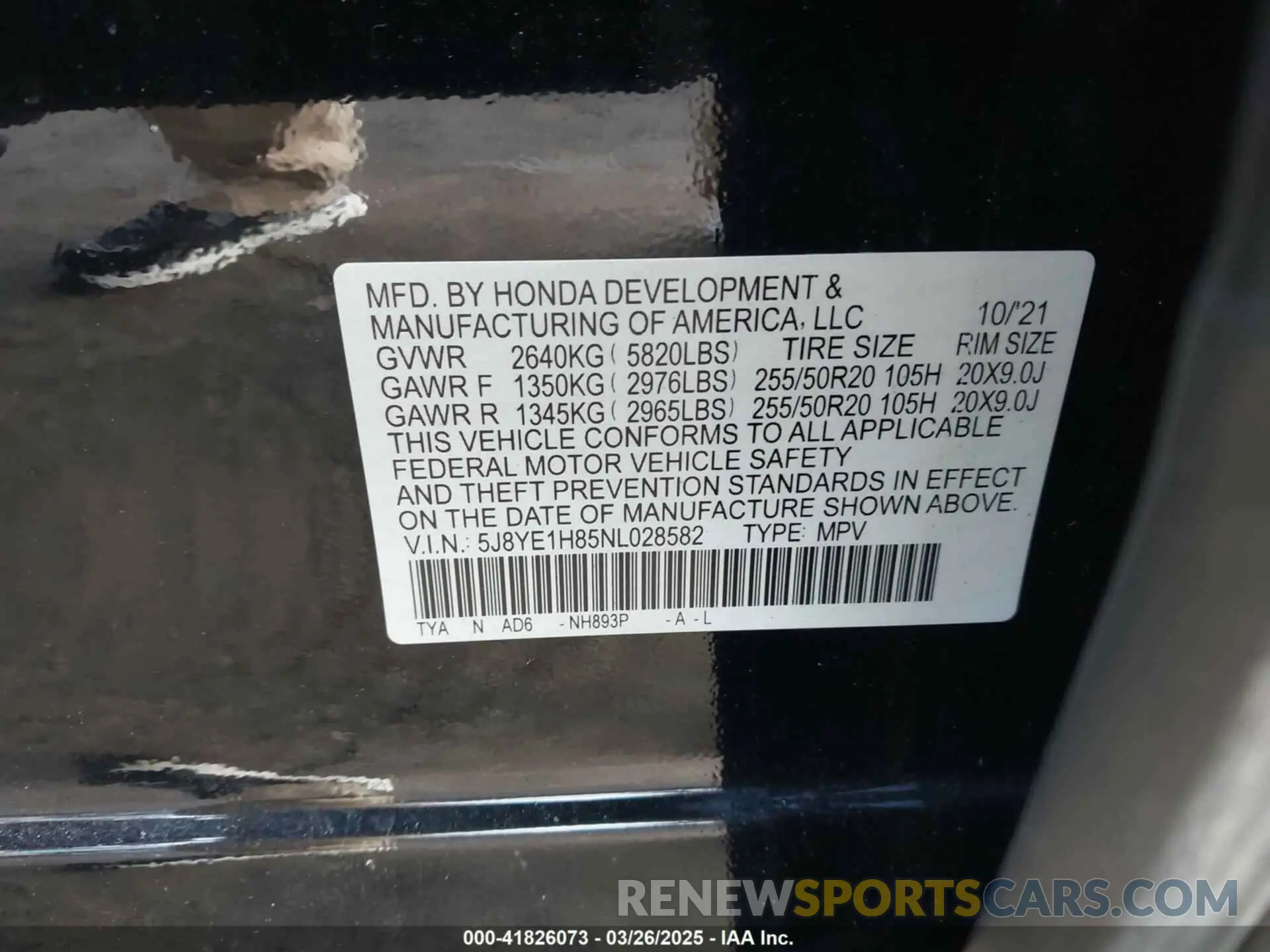 9 Photograph of a damaged car 5J8YE1H85NL028582 ACURA MDX 2022