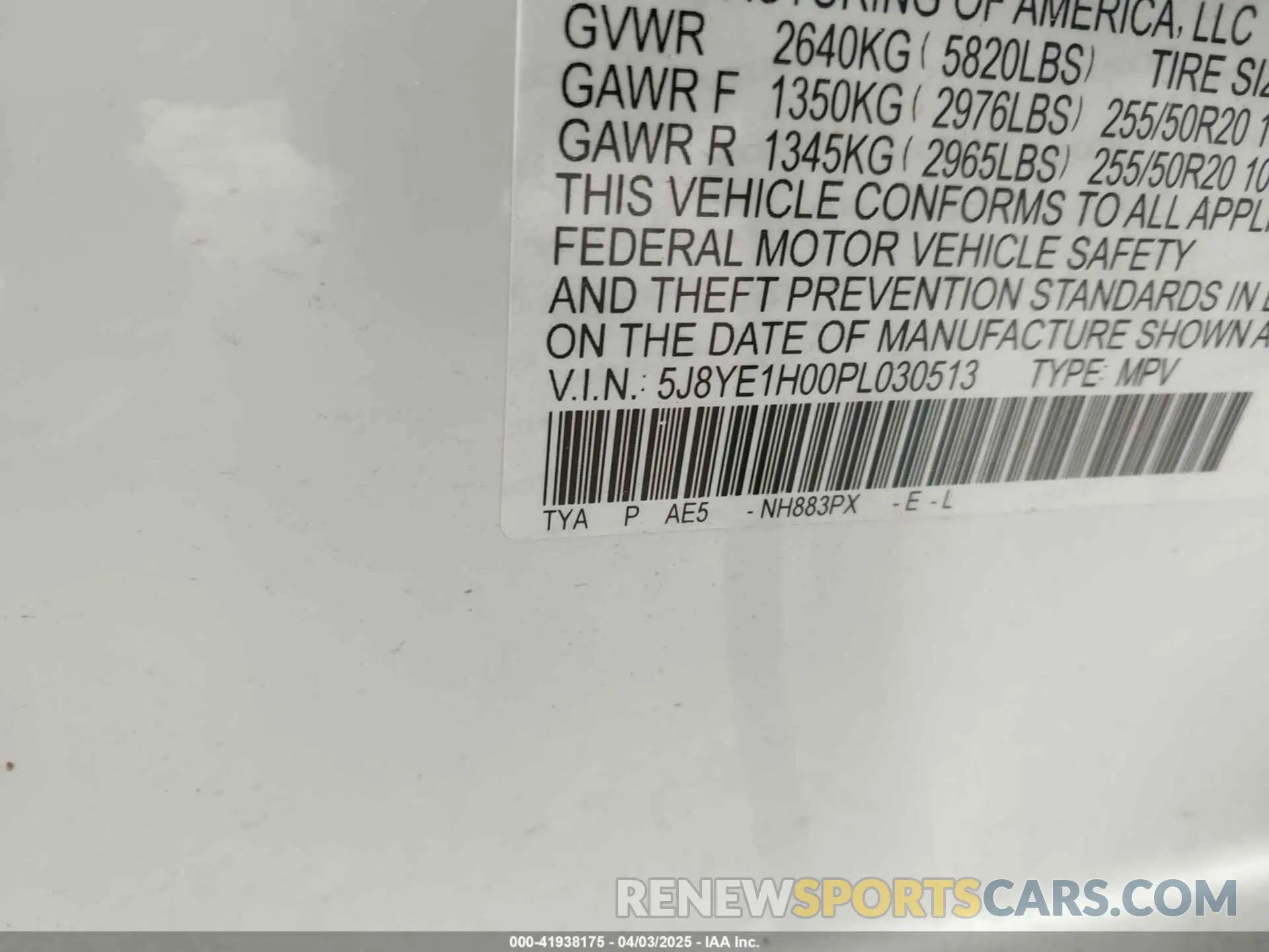 9 Photograph of a damaged car 5J8YE1H00PL030513 ACURA MDX 2023