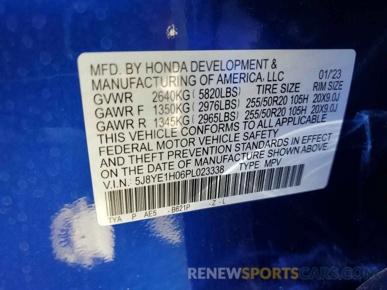 13 Photograph of a damaged car 5J8YE1H06PL023338 ACURA MDX 2023