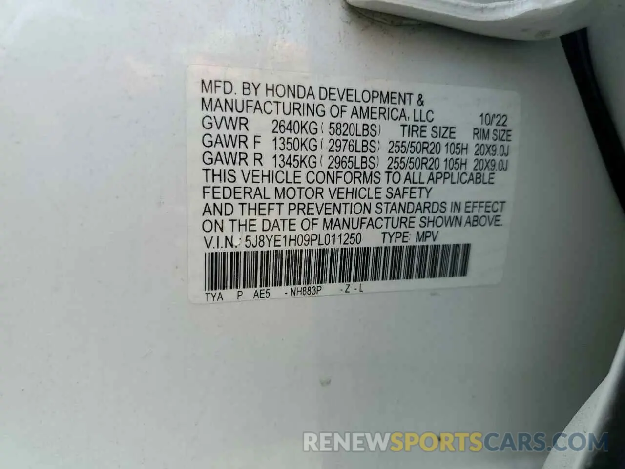 13 Photograph of a damaged car 5J8YE1H09PL011250 ACURA MDX 2023