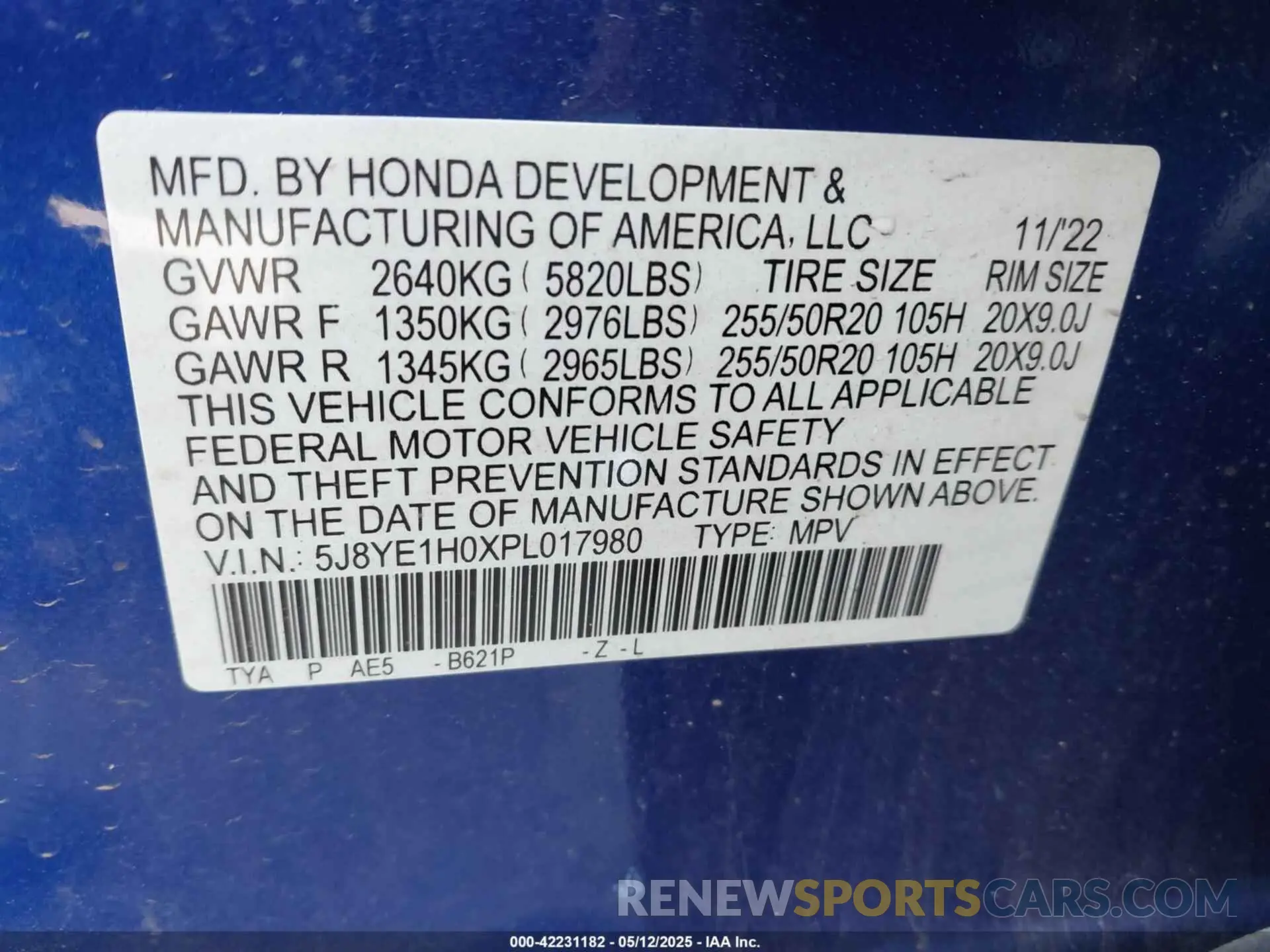 9 Photograph of a damaged car 5J8YE1H0XPL017980 ACURA MDX 2023