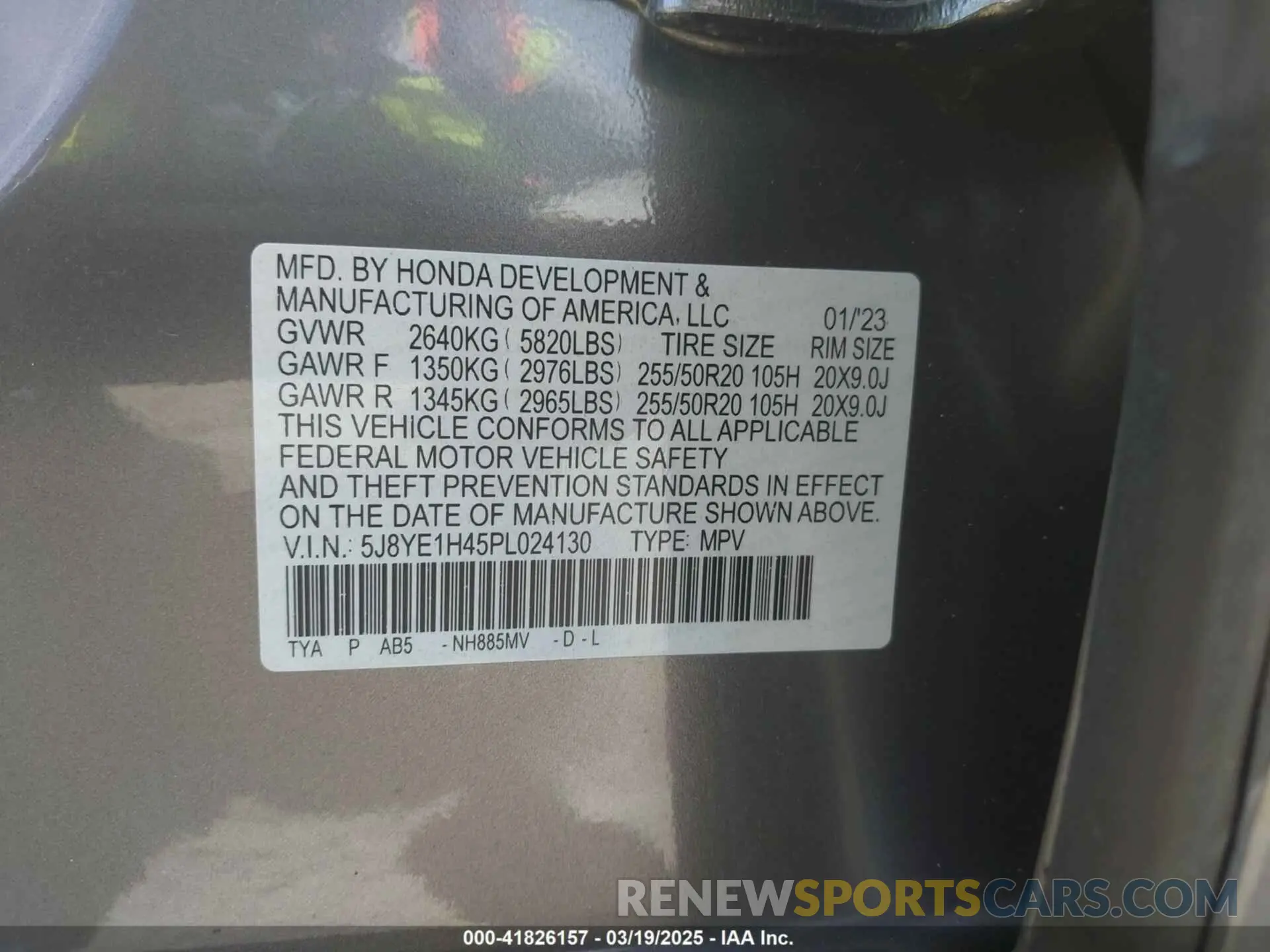 9 Photograph of a damaged car 5J8YE1H45PL024130 ACURA MDX 2023