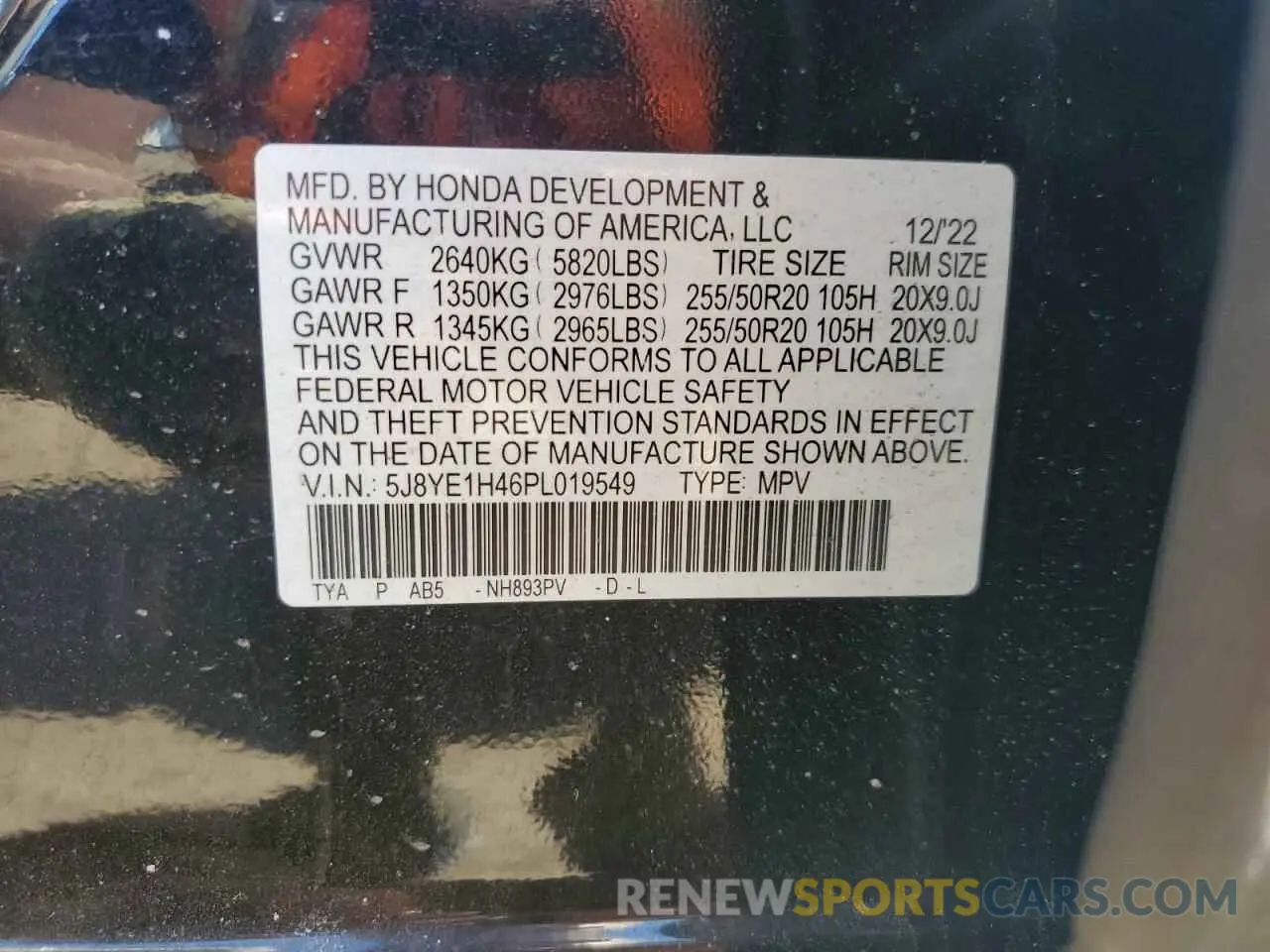 13 Photograph of a damaged car 5J8YE1H46PL019549 ACURA MDX 2023