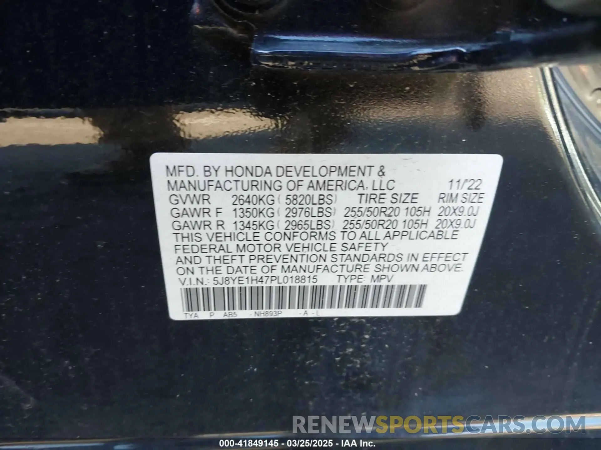 9 Photograph of a damaged car 5J8YE1H47PL018815 ACURA MDX 2023