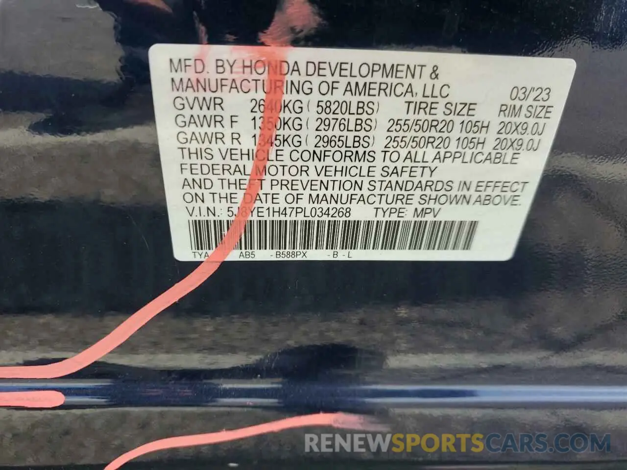 13 Photograph of a damaged car 5J8YE1H47PL034268 ACURA MDX 2023