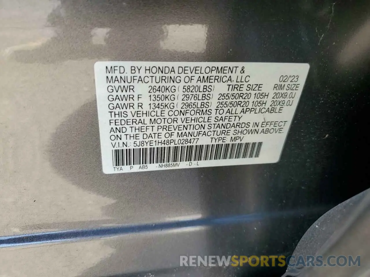 13 Photograph of a damaged car 5J8YE1H48PL028477 ACURA MDX 2023